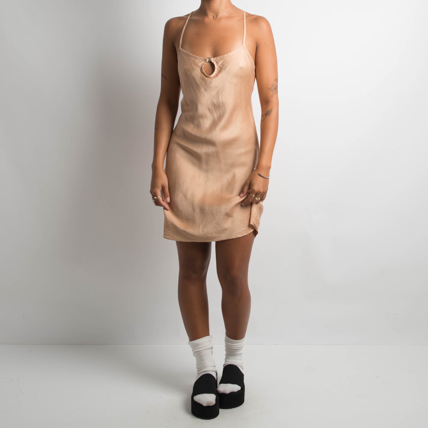 NUDE SILKY SLIP DRESS