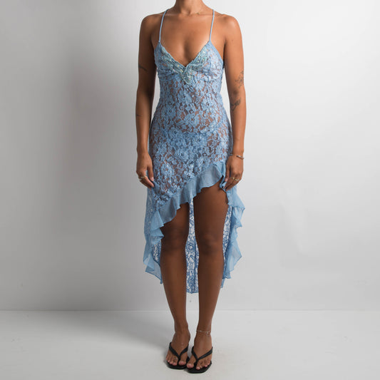 PERIWINKLE SHEER LACE DRESS