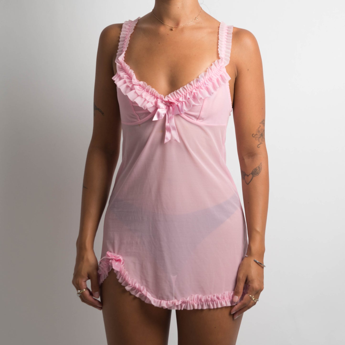 PINK MESH CHEMISE