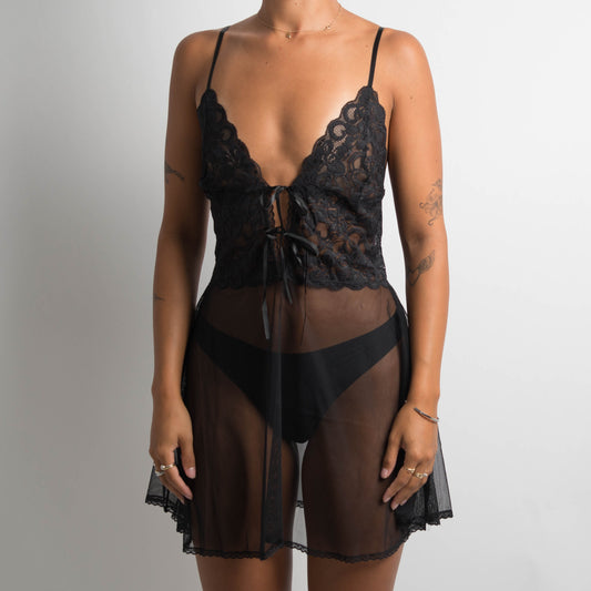 BLACK SHEER MESH CHEMISE