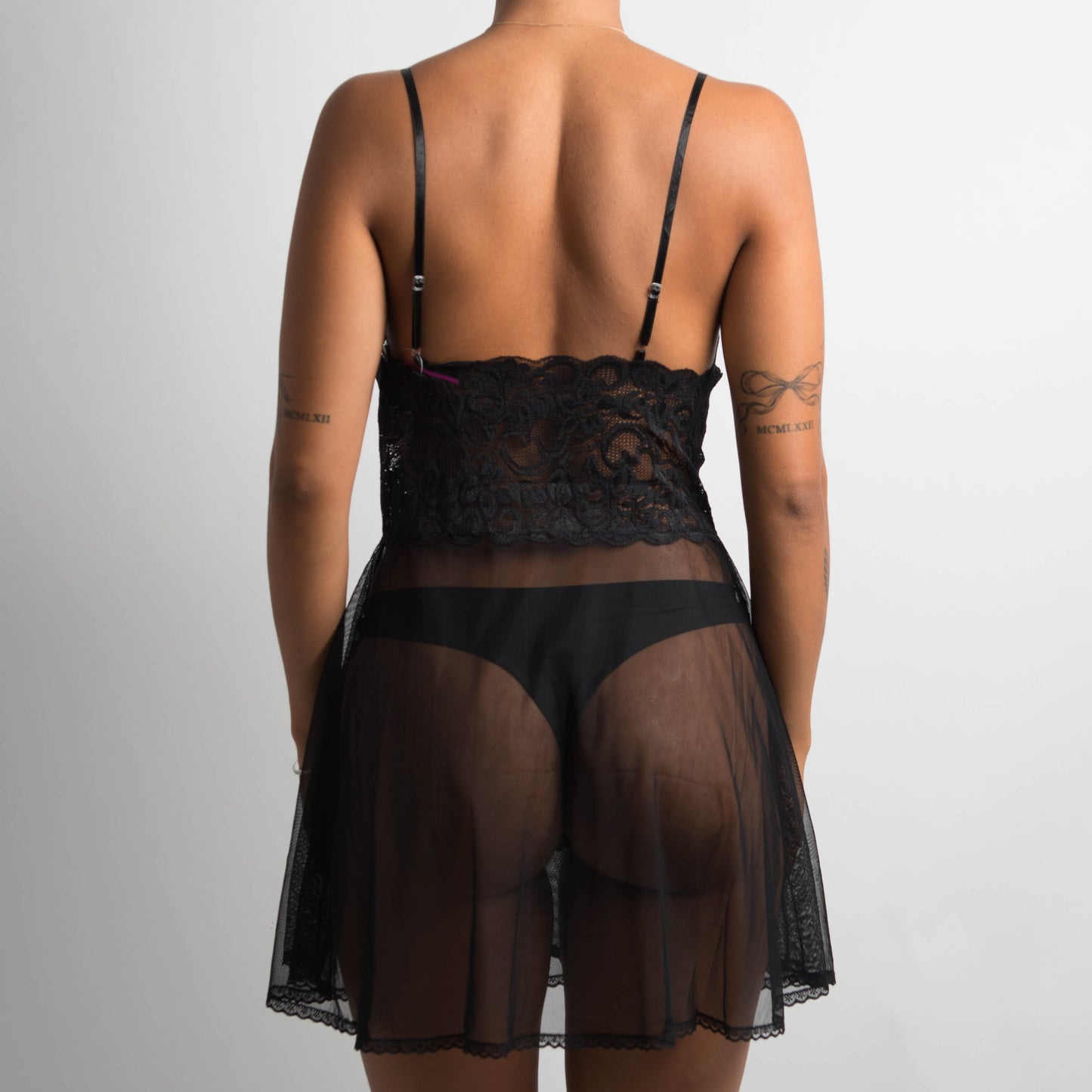 BLACK SHEER MESH CHEMISE