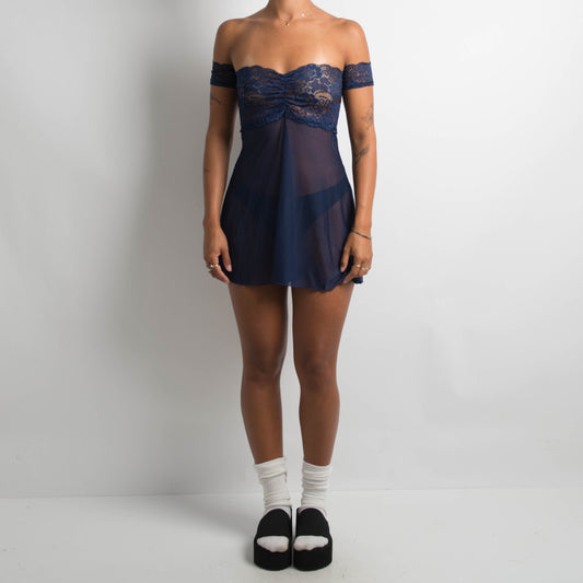 NAVY MESH MINI DRESS