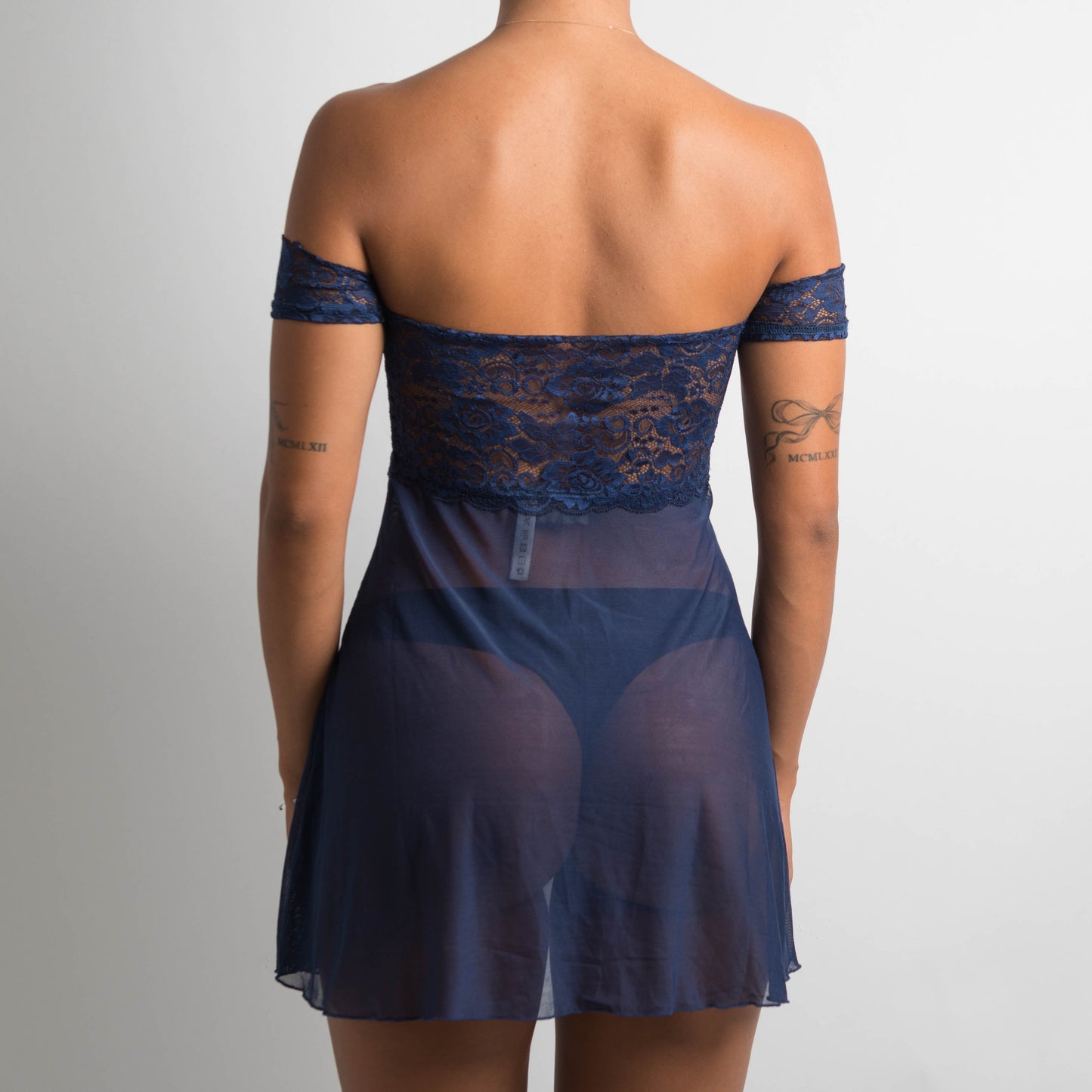 NAVY MESH MINI DRESS