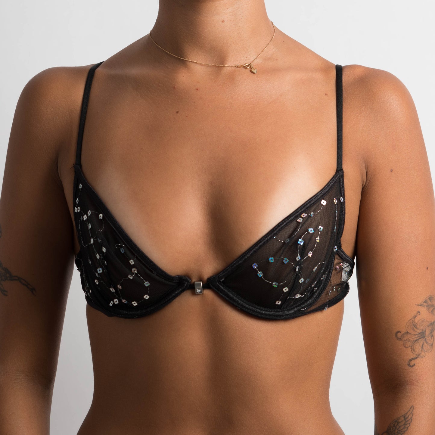 BLACK SEQUIN BRA - 10B