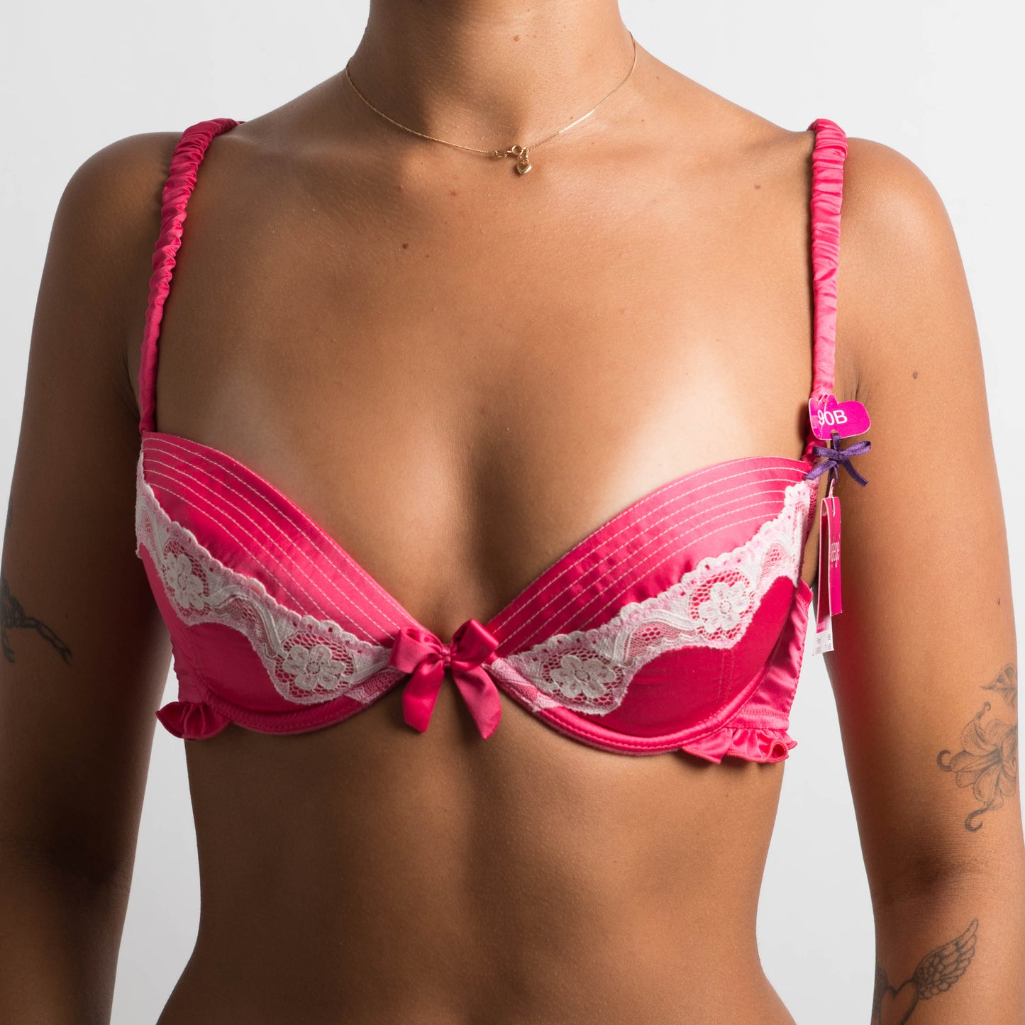 PINK SATIN BRA - 34B