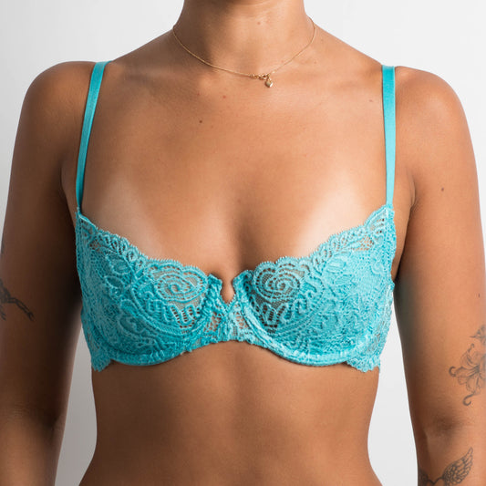 BLUE LACE BRA - 34B