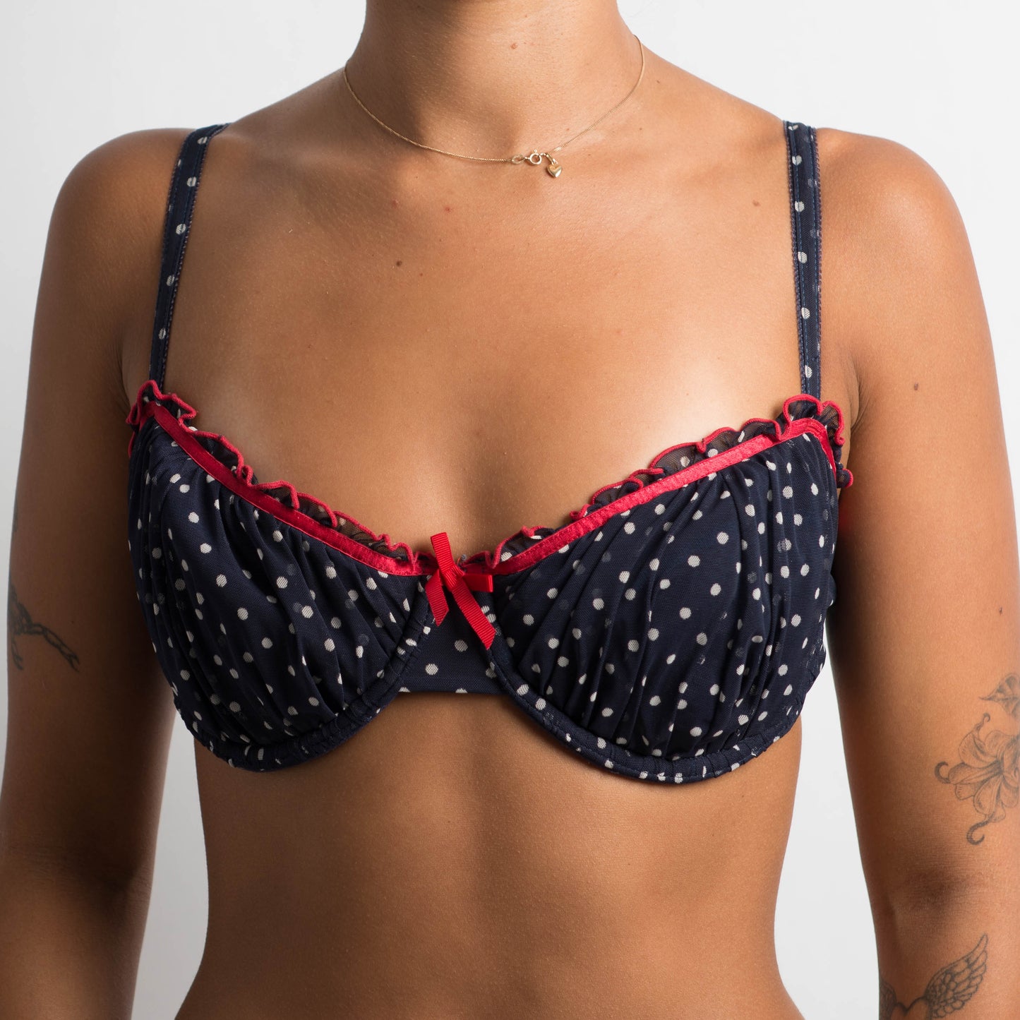 NAVY POLKA DOT BRA - D cup