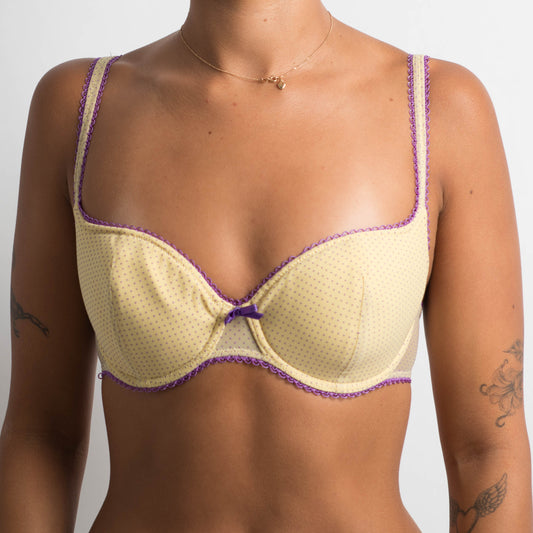 YELLOW POLKA DOT BRA - 12C