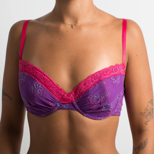 PURPLE FLORAL BRA -36C