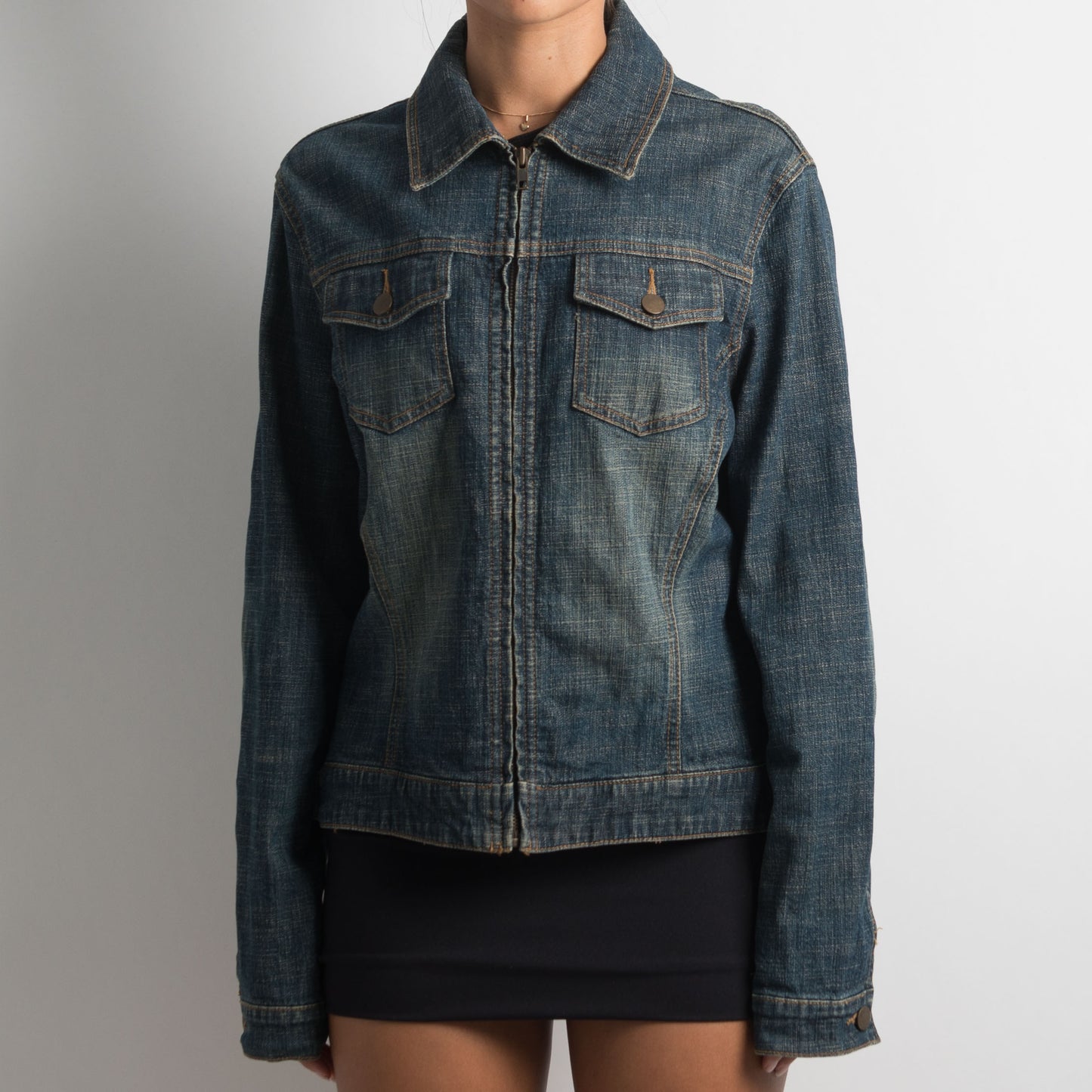 ZIP FRONT DENIM JACKET