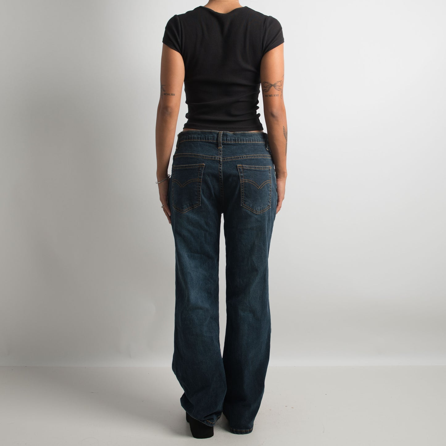 DARK WASH BEADED JEANS