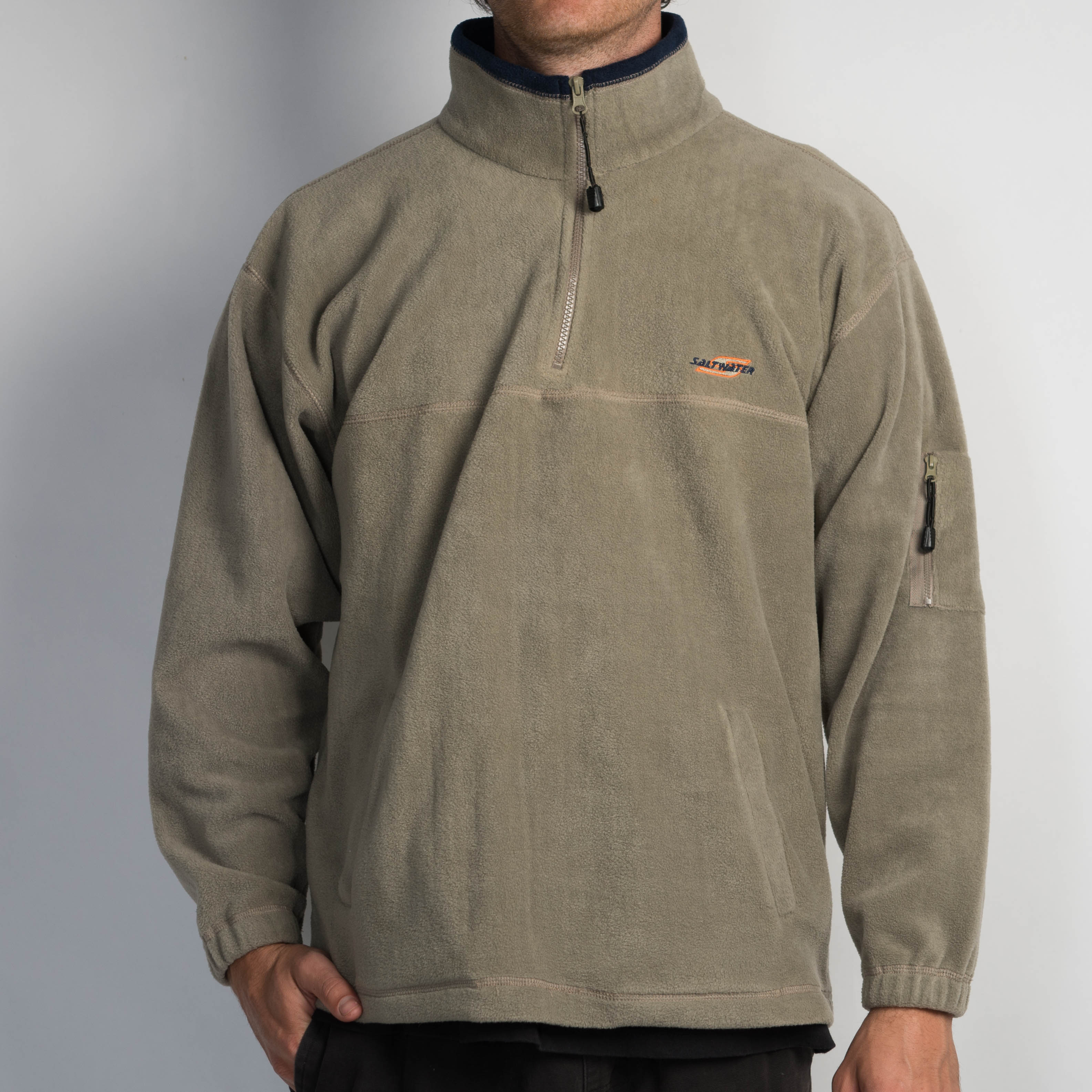 KHAKI FLEECE QUARTER ZIP