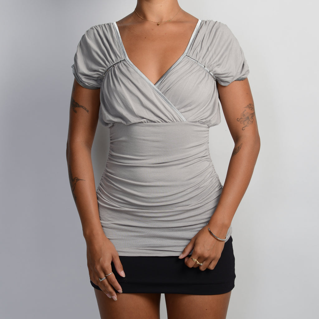 GREY RUCHED TOP