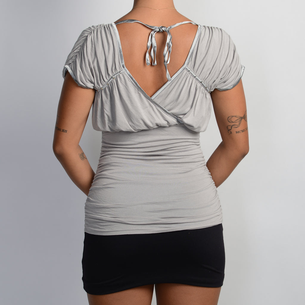 GREY RUCHED TOP