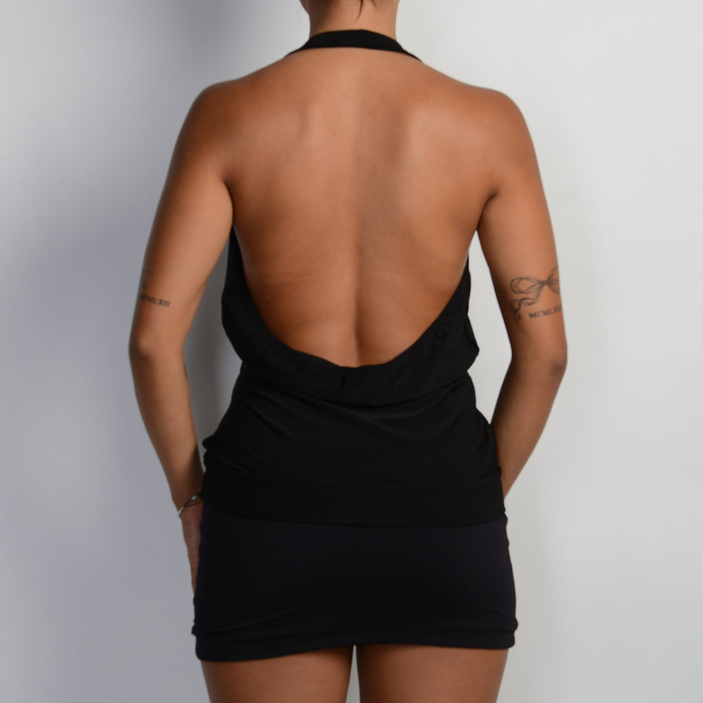BLACK HALTER TOP
