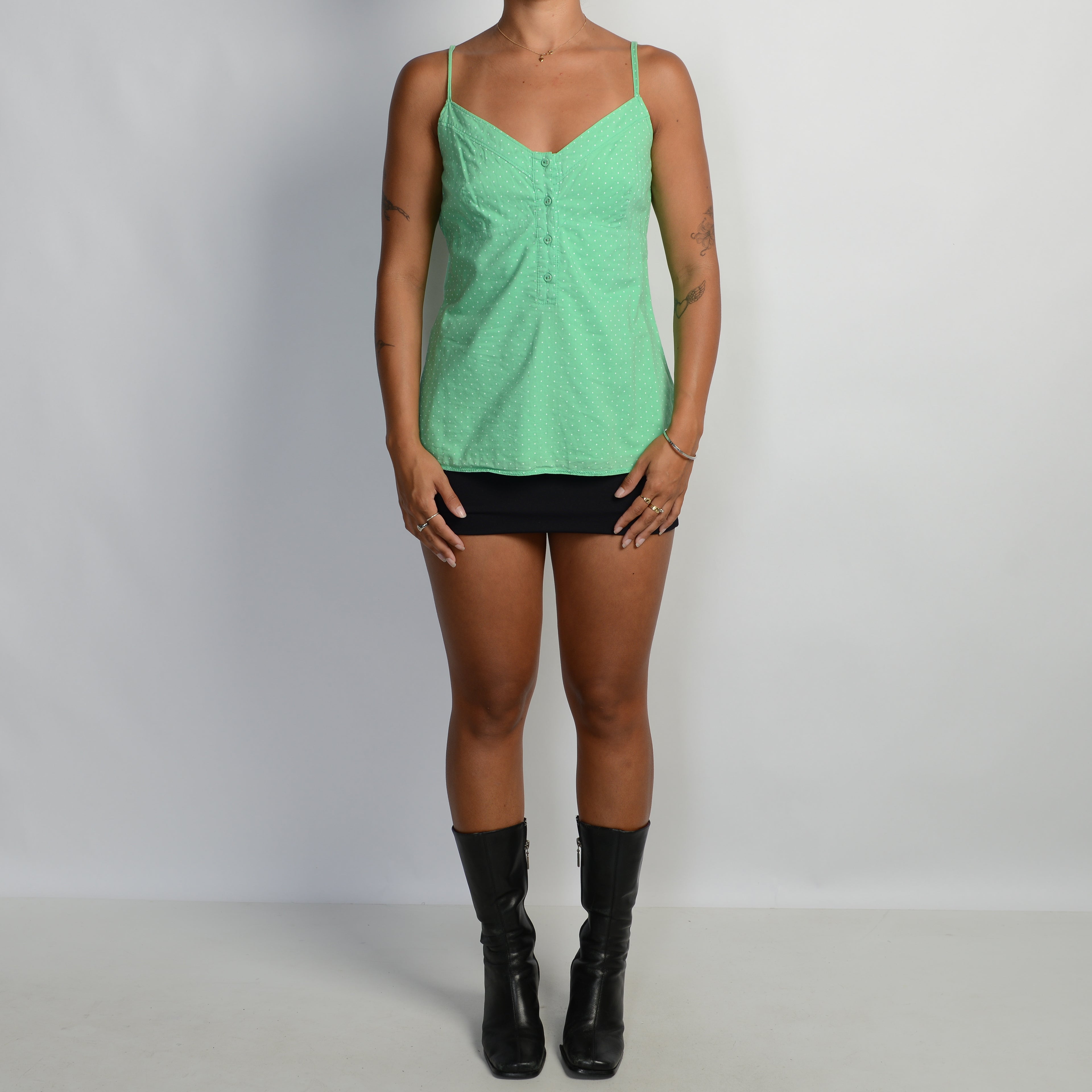 GREEN POLKA DOT CAMISOLE