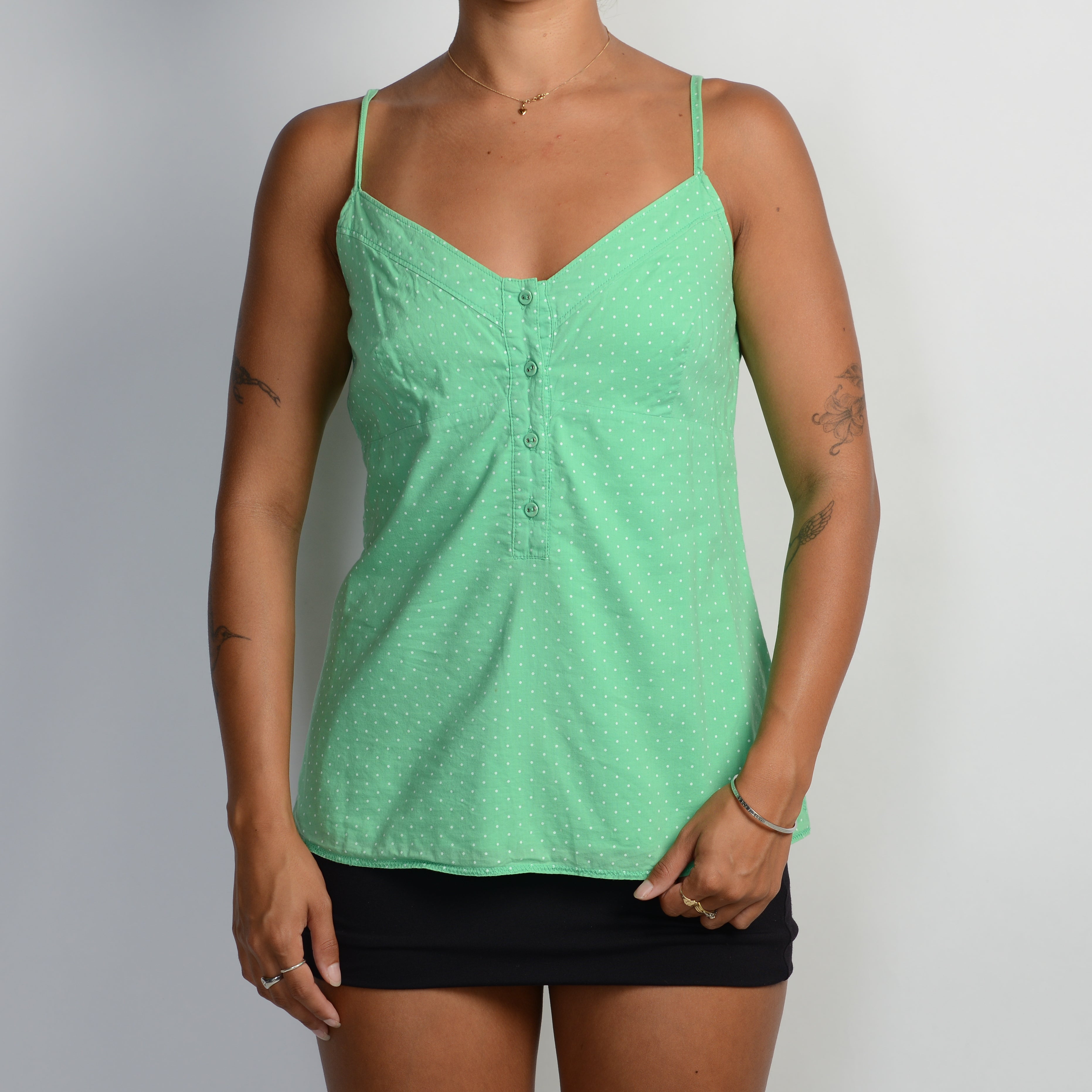 GREEN POLKA DOT CAMISOLE