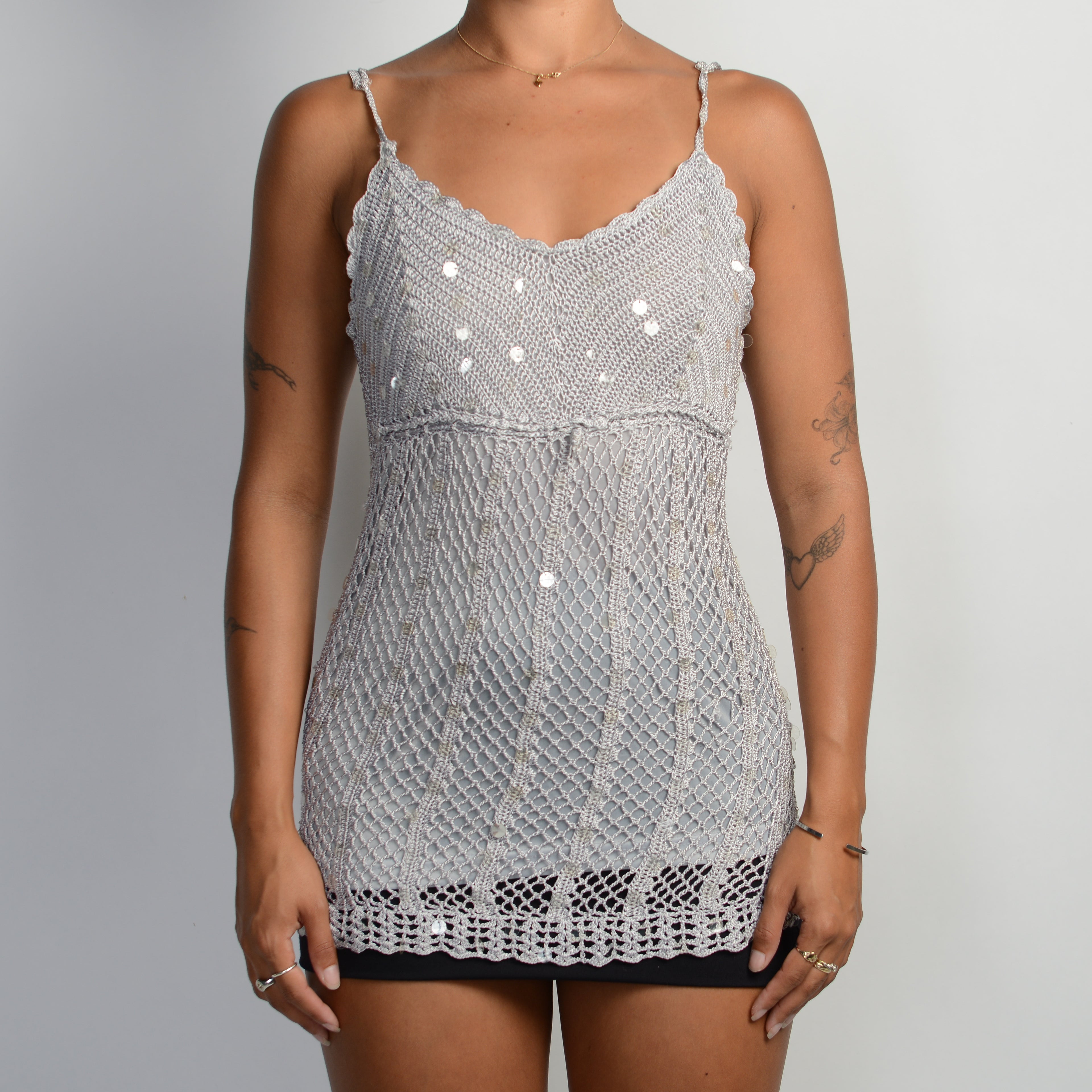 SILVER CROCHET CAMISOLE