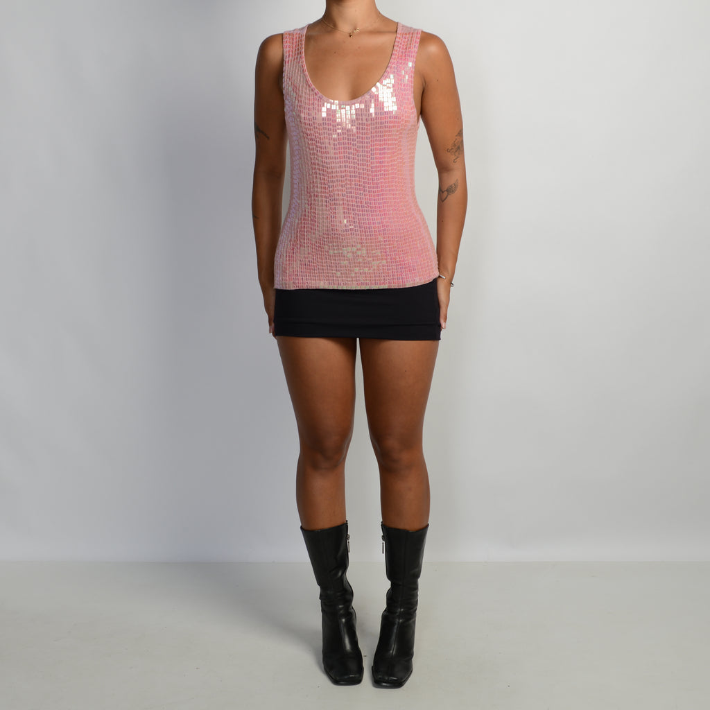 PINK SEQUIN KNIT TOP