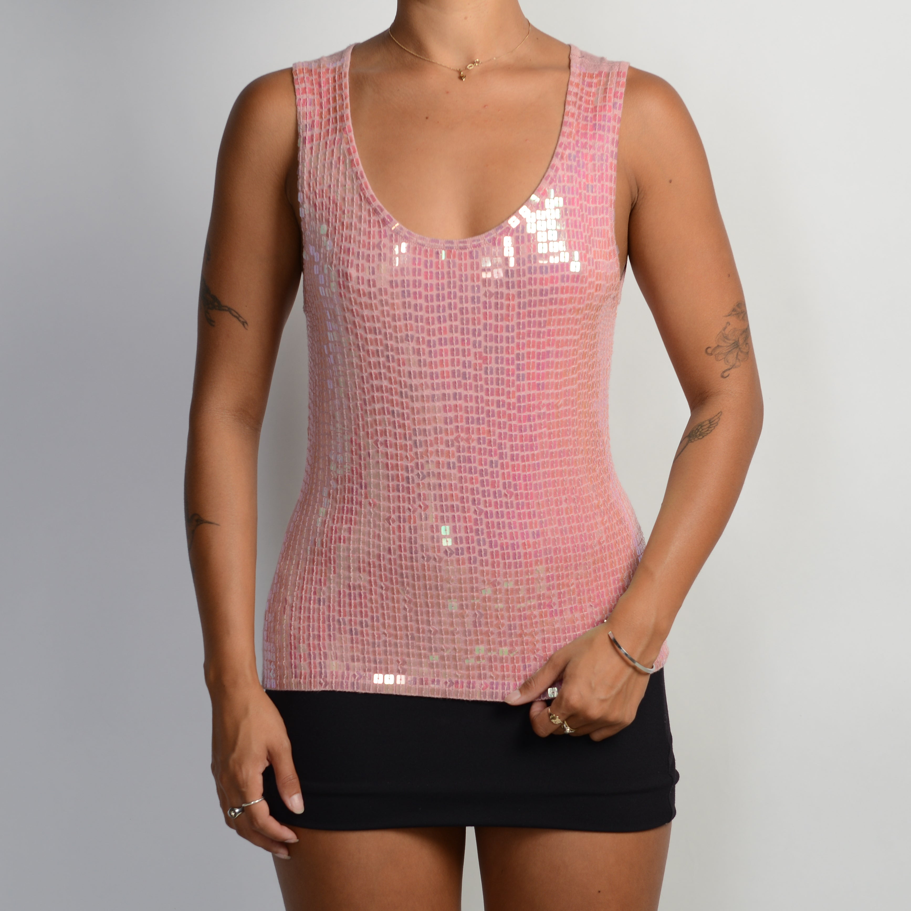 PINK SEQUIN KNIT TOP