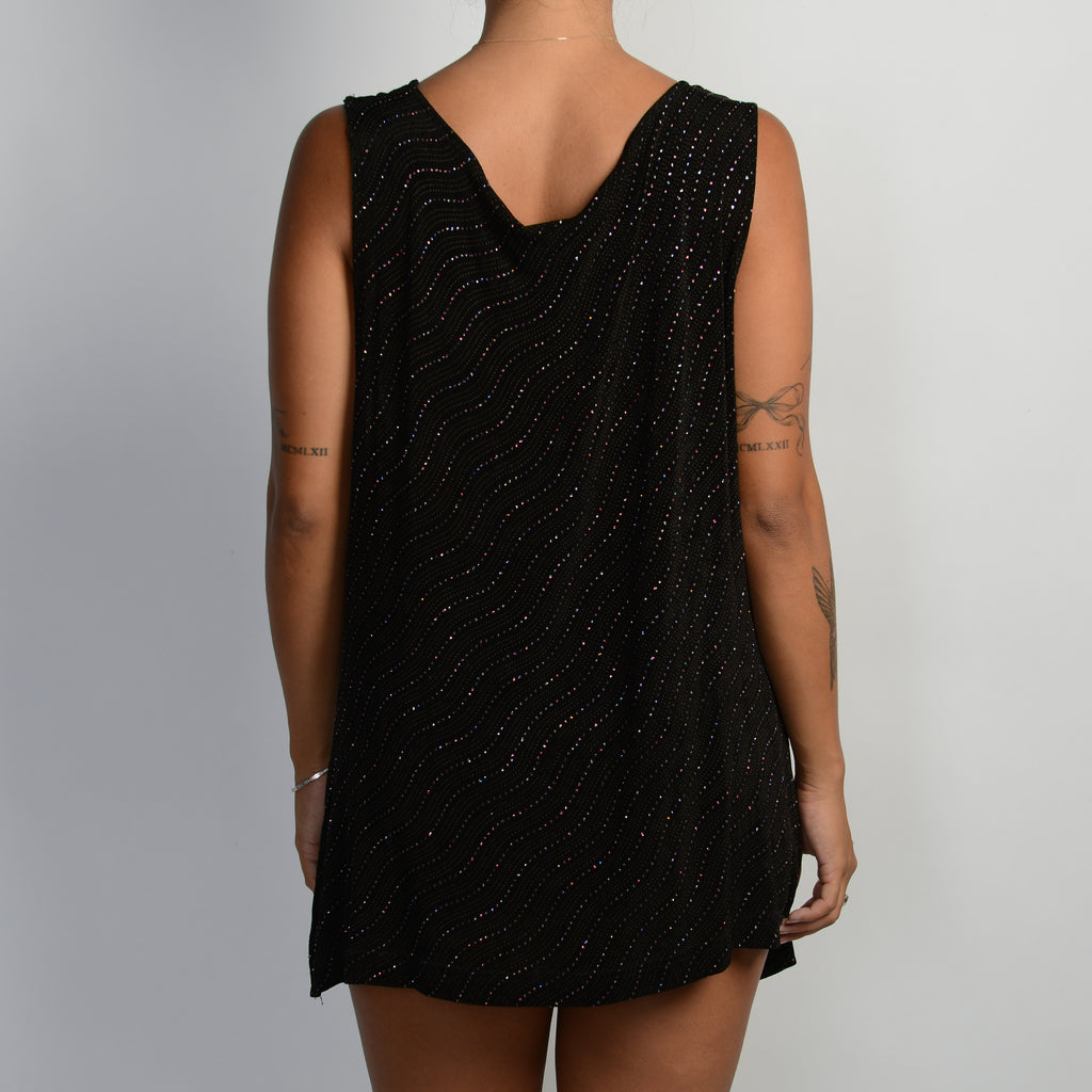 GLITTER COWL NECK TOP