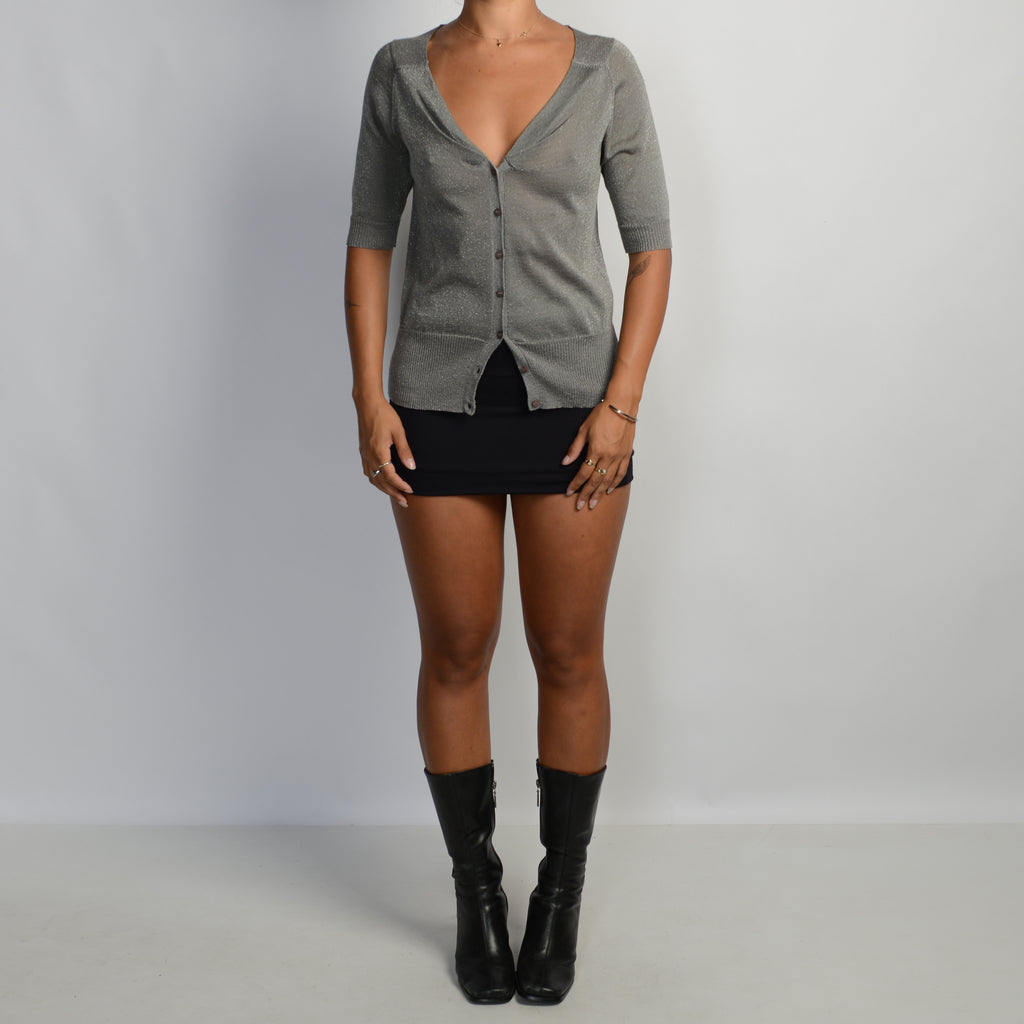 GREY 1/2 SLEEVE CARDIGAN