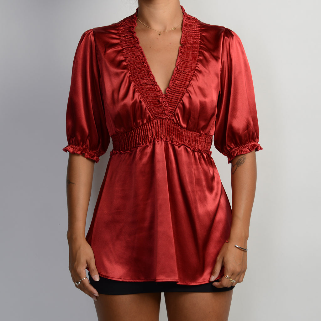 MAROON SATIN TOP