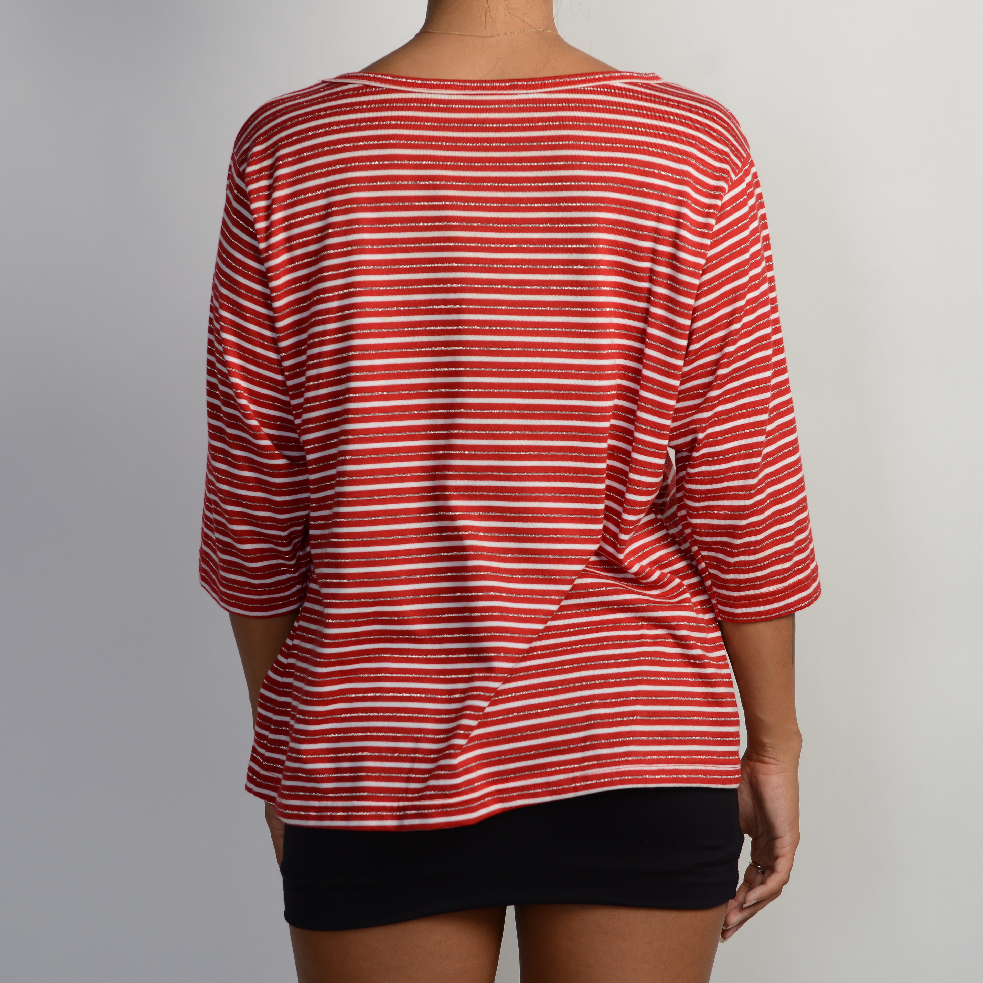 RED STRIPE 3/4 SLEEVE TOP