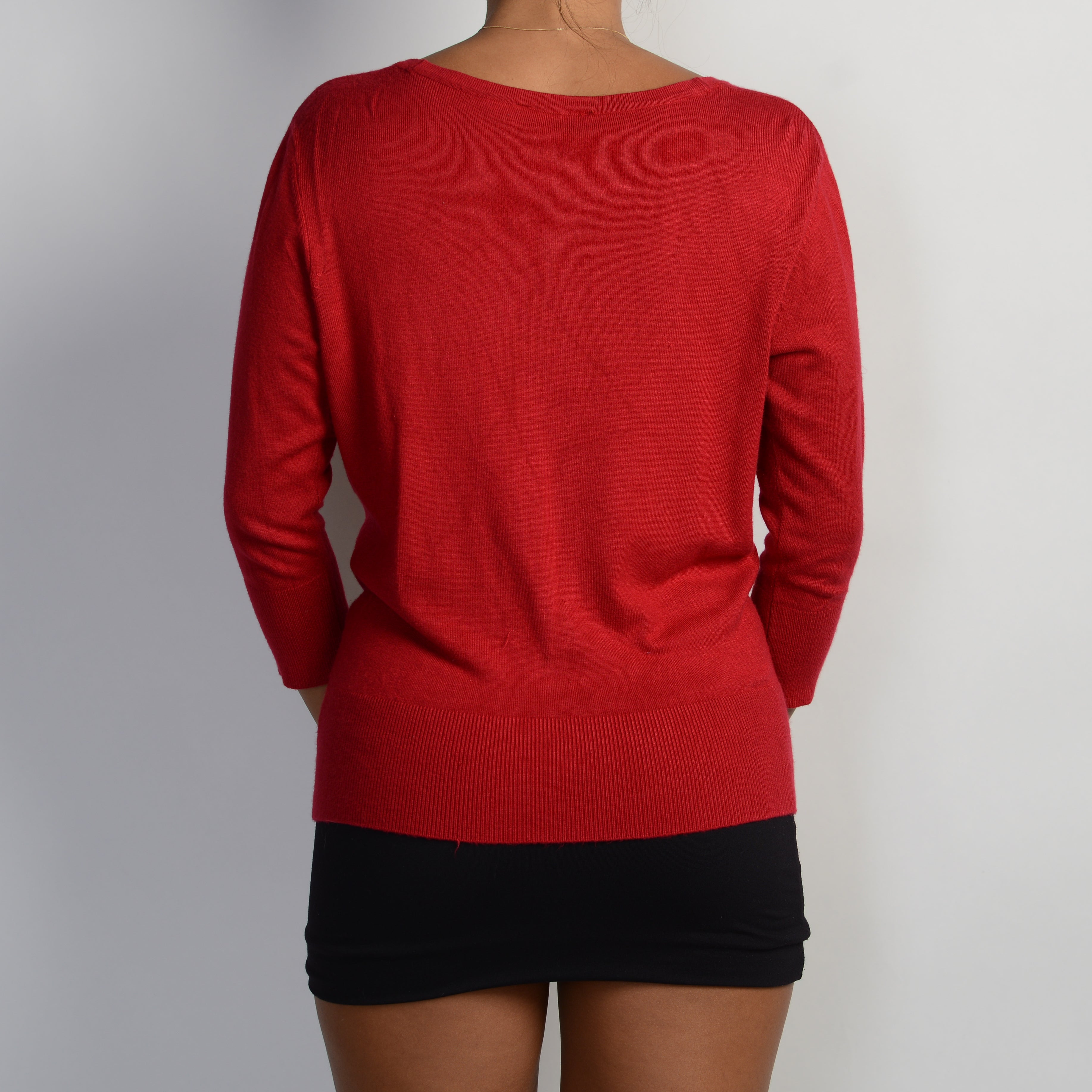 RED 3/4 SLEEVE CARDIGAN