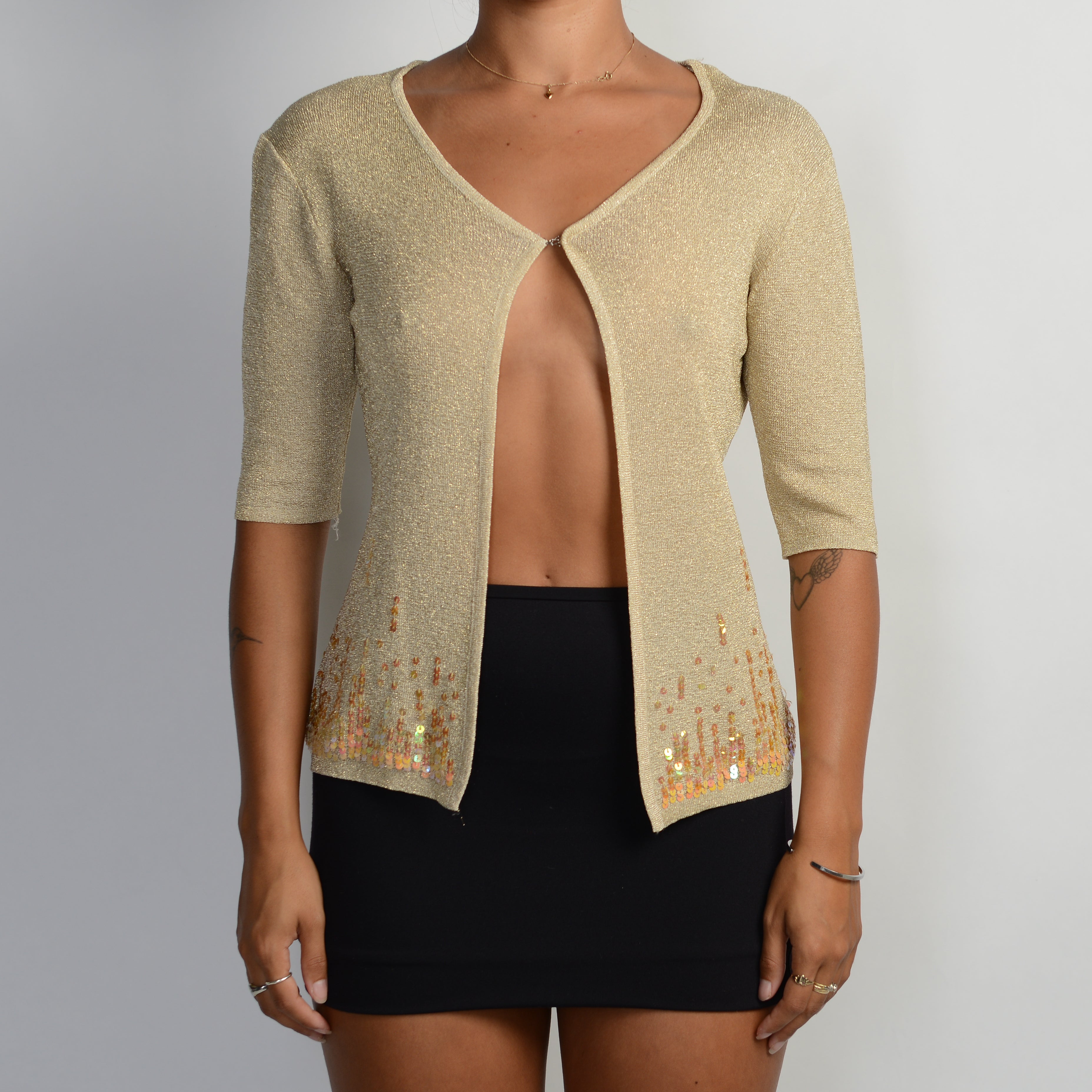 GOLD 1/2 SLEEVE CARDIGAN