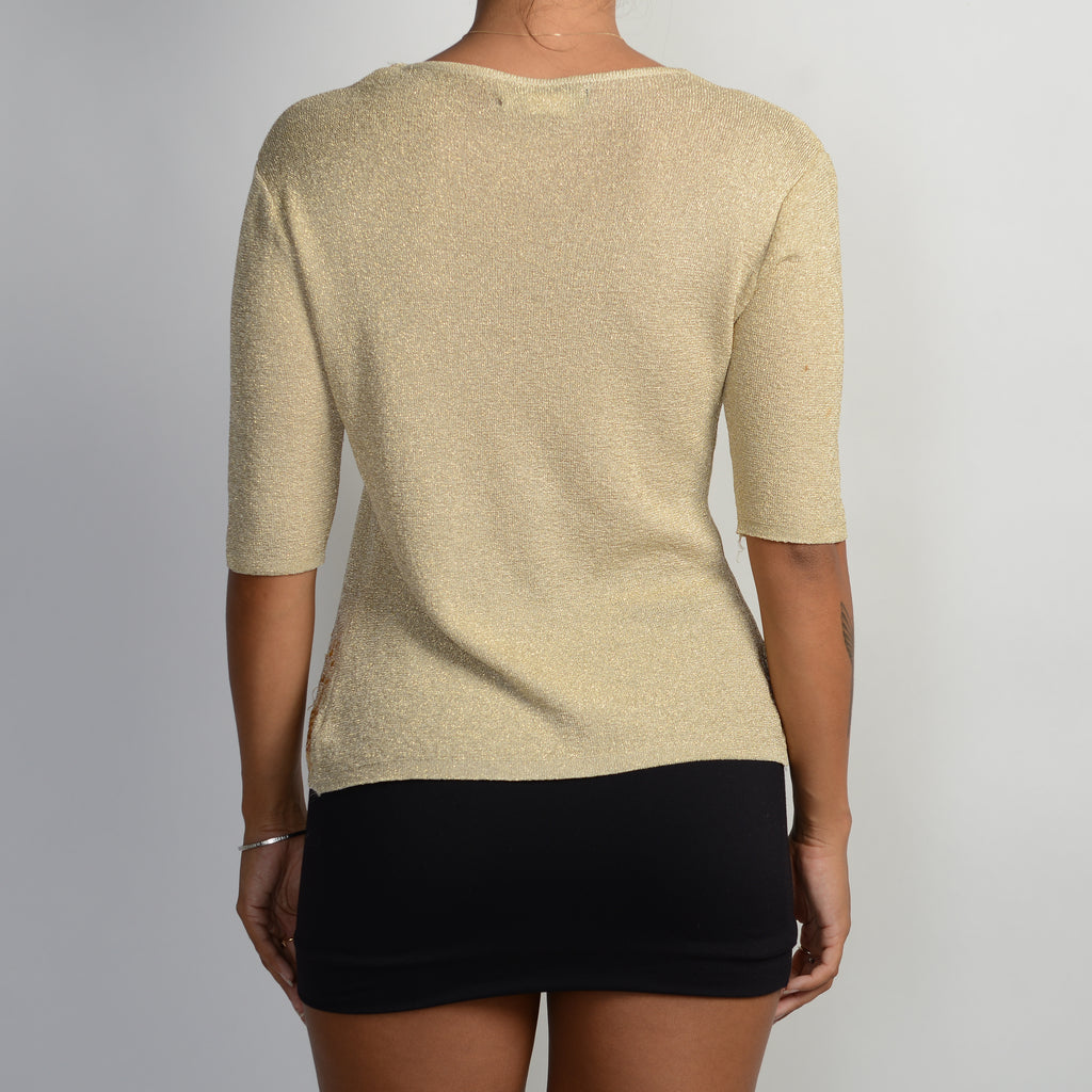GOLD 1/2 SLEEVE CARDIGAN