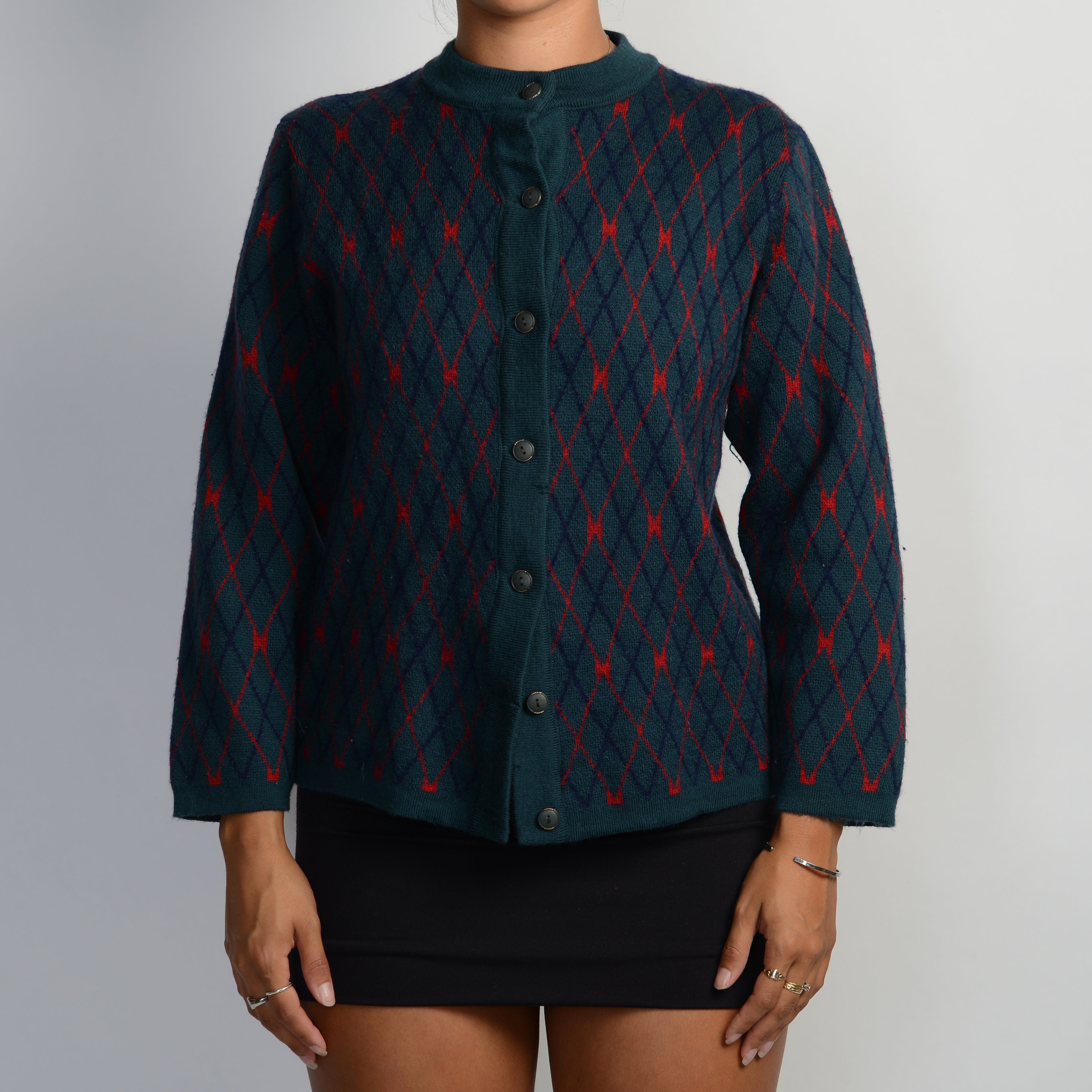 DARK GREEN PATTERN CARDIGAN