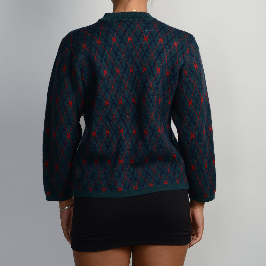 DARK GREEN PATTERN CARDIGAN