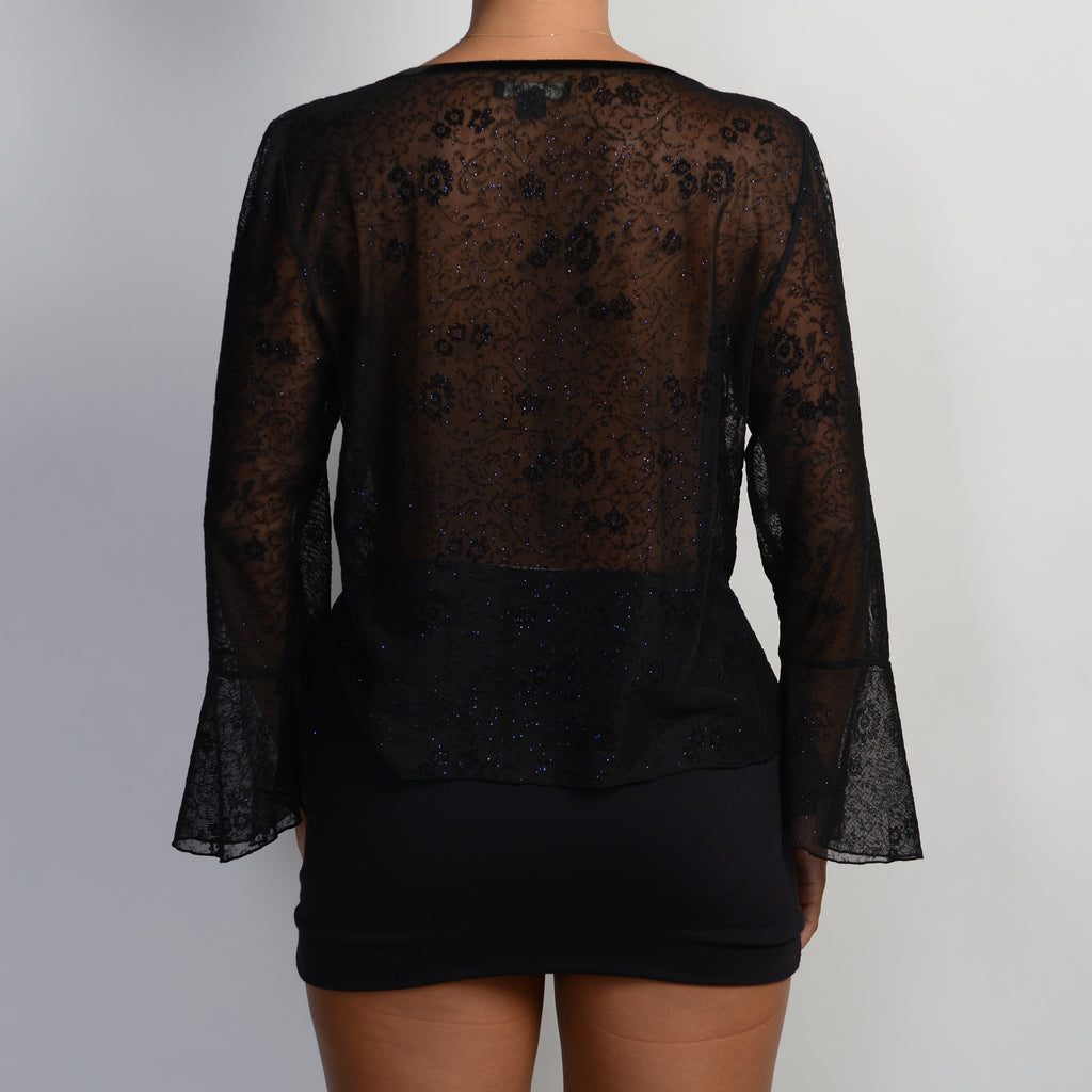 BLACK MESH GLITTER TOP