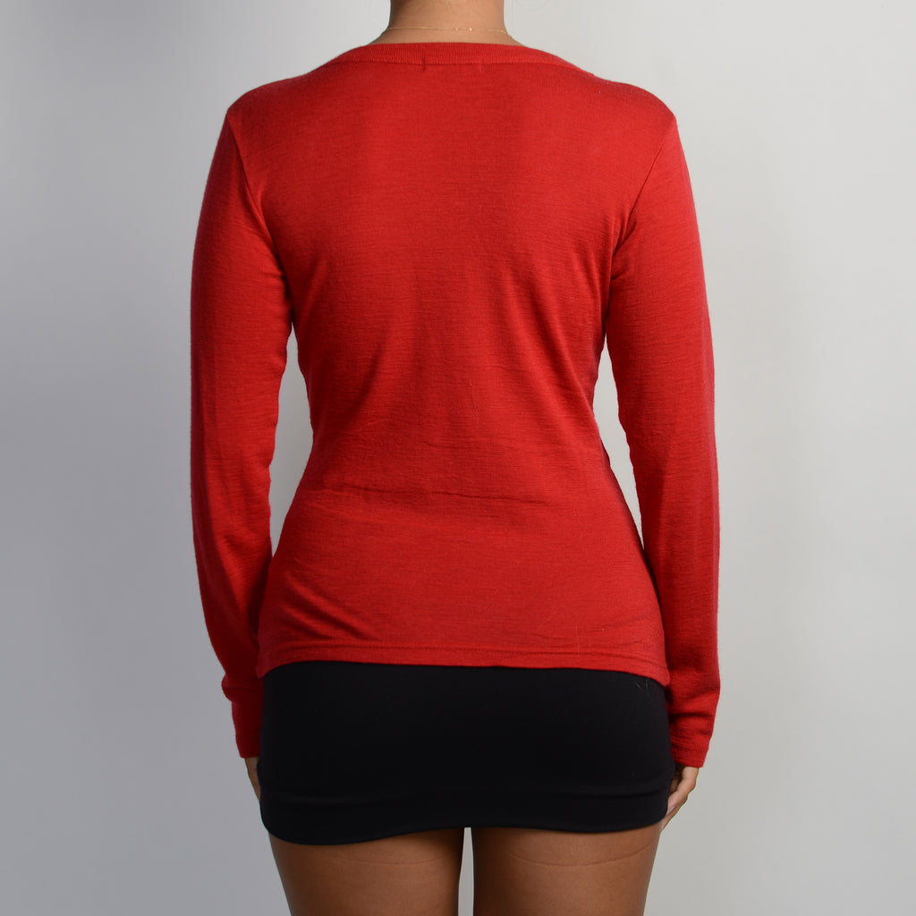 RED WOOL LONG SLEEVE TOP