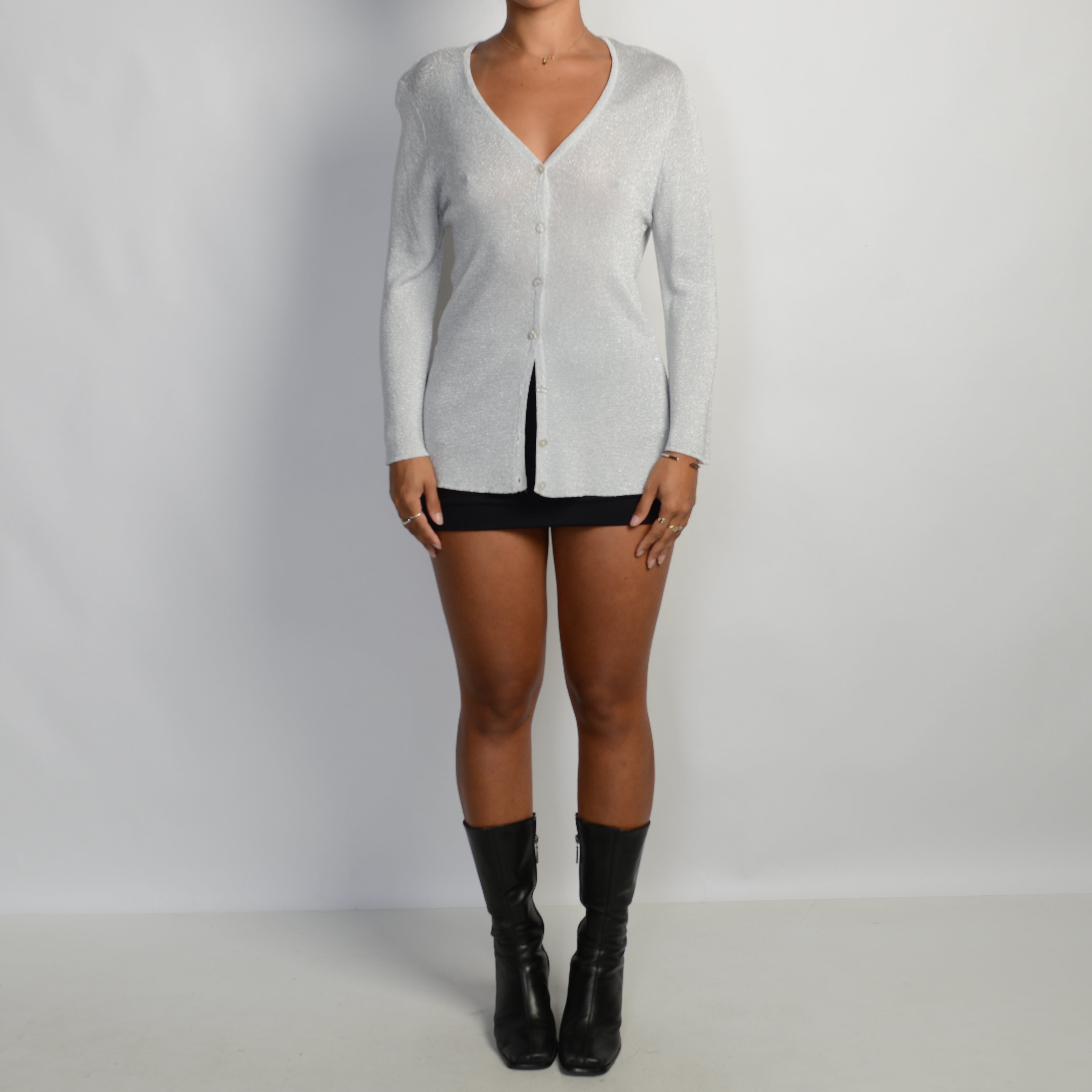 SILVER KNIT CARDIGAN