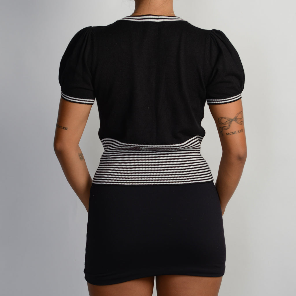 BLACK SHORT SLEEVE CARDIGAN