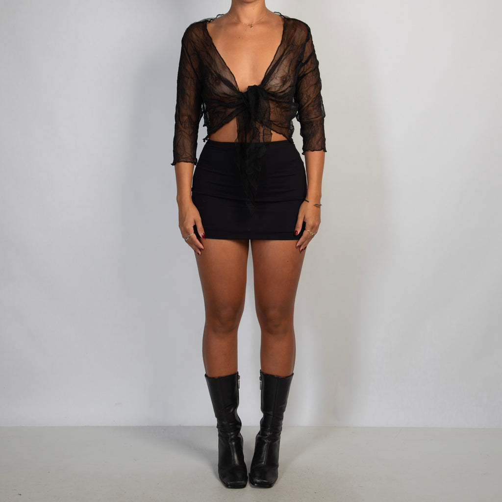 SHEER BLACK WRAP TOP