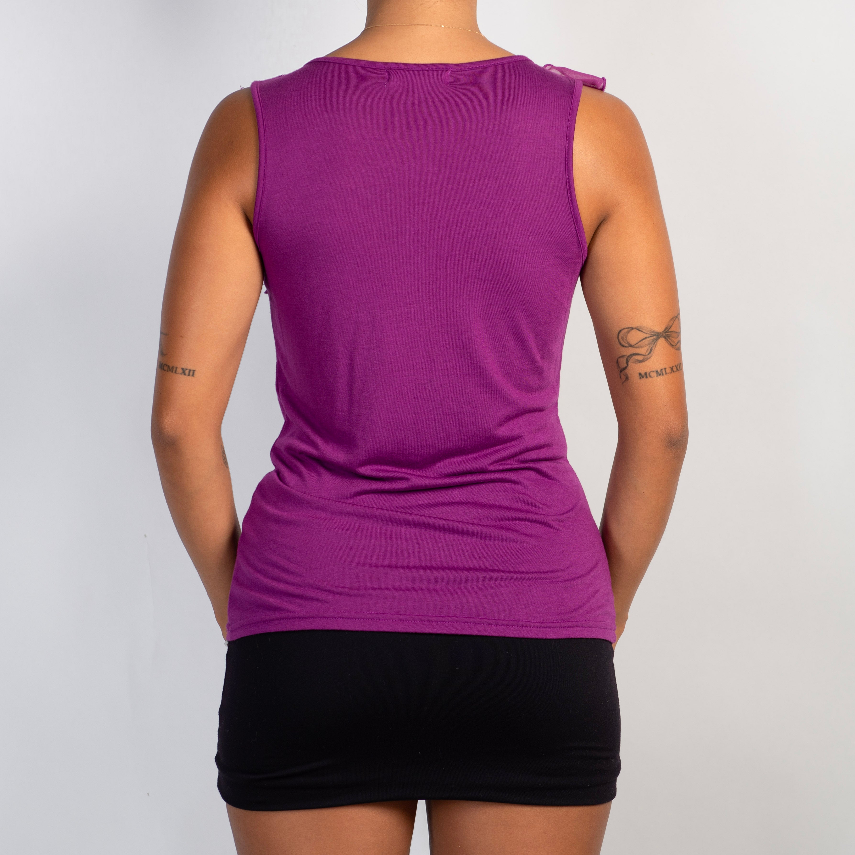 FUSHCIA RUFFLE TANK TOP
