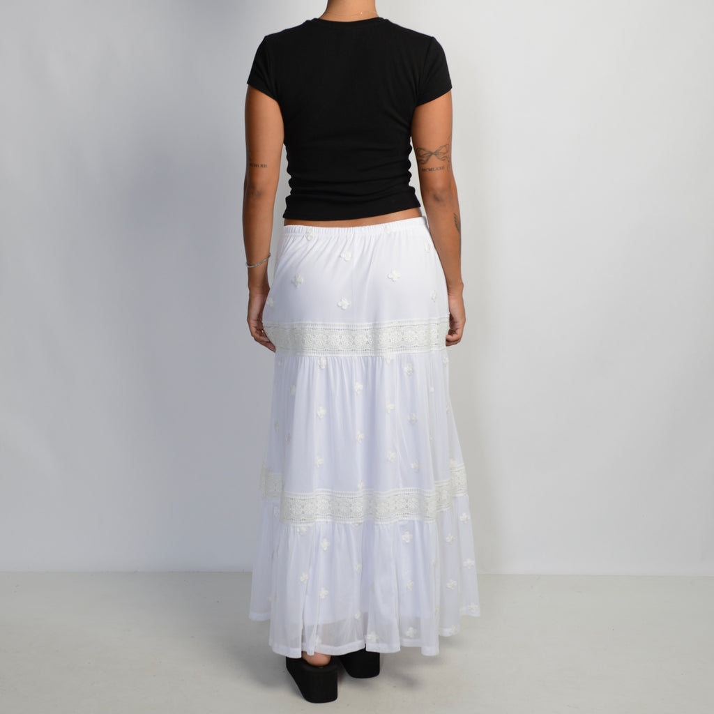 MESH OVERLAY MAXI SKIRT