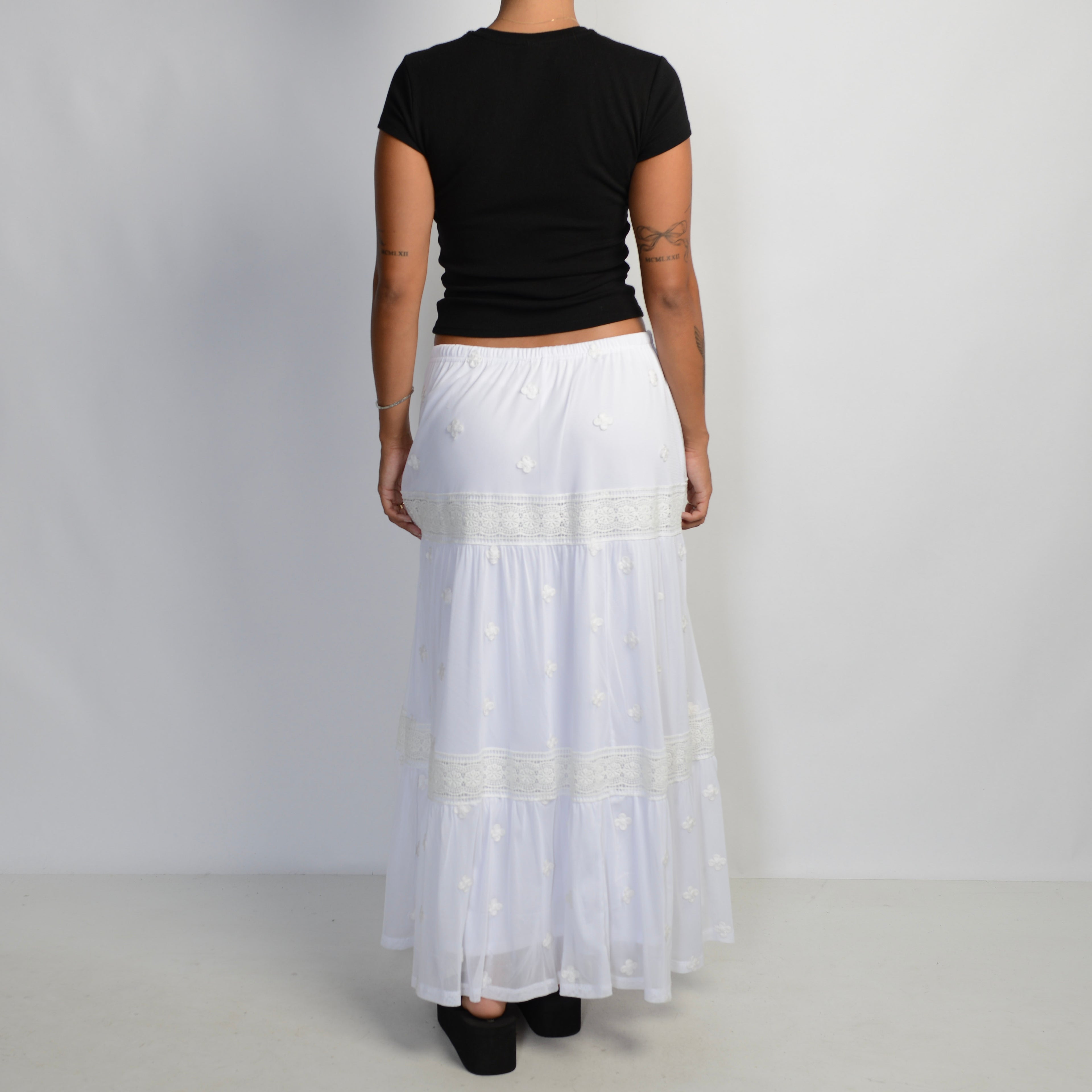 MESH OVERLAY MAXI SKIRT