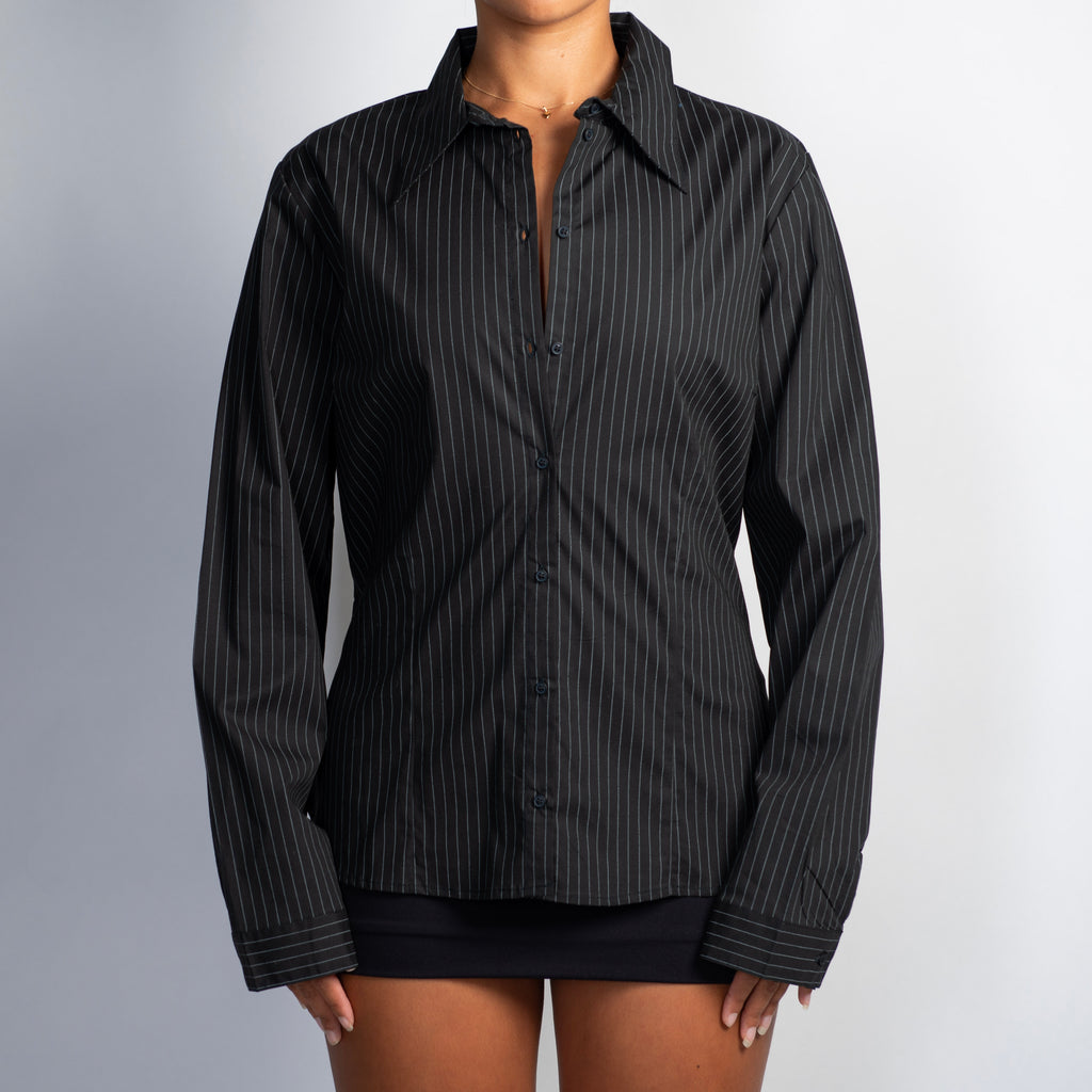 BLACK PINSTRIPE BLOUSE