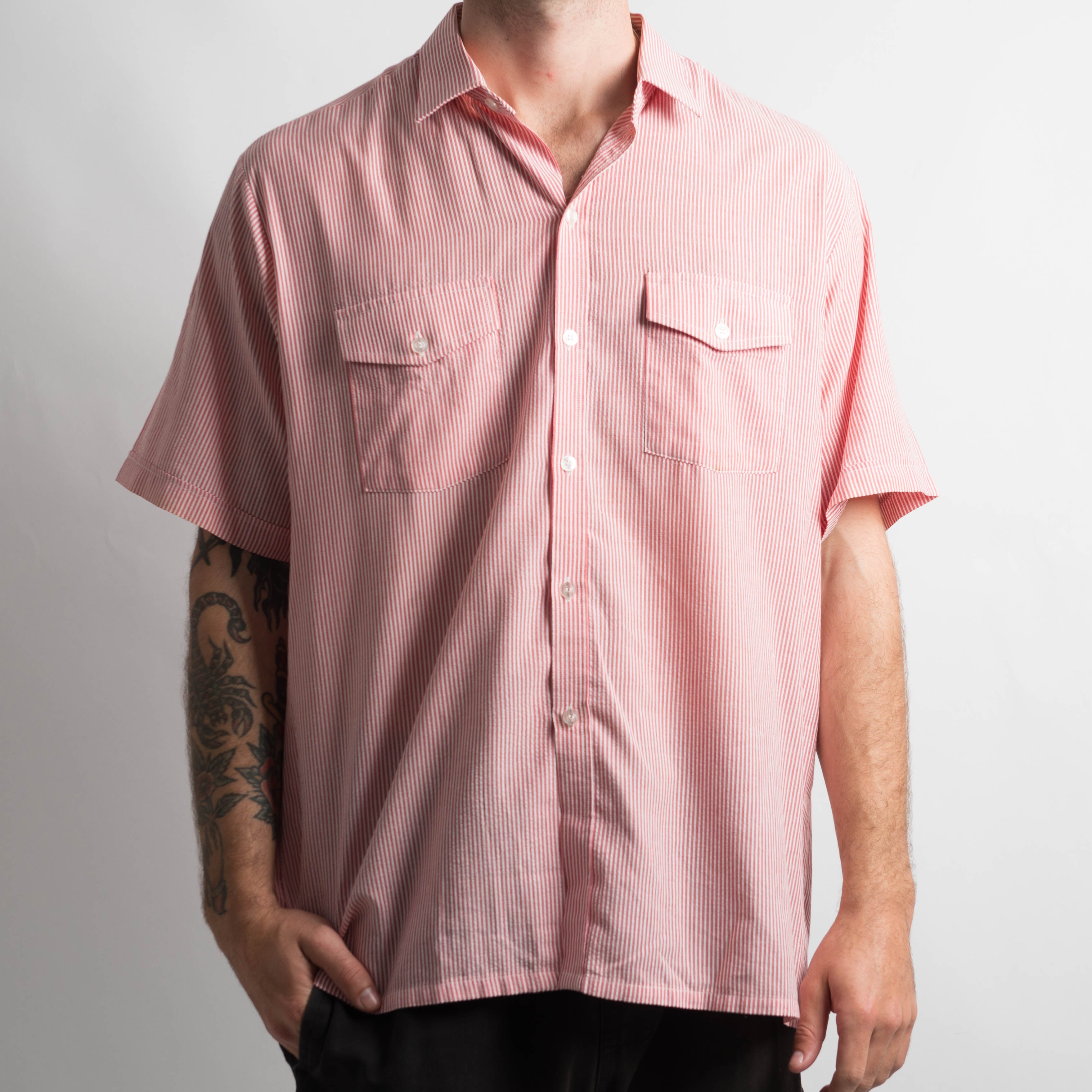 RED STRIPE BUTTON UP SHIRT