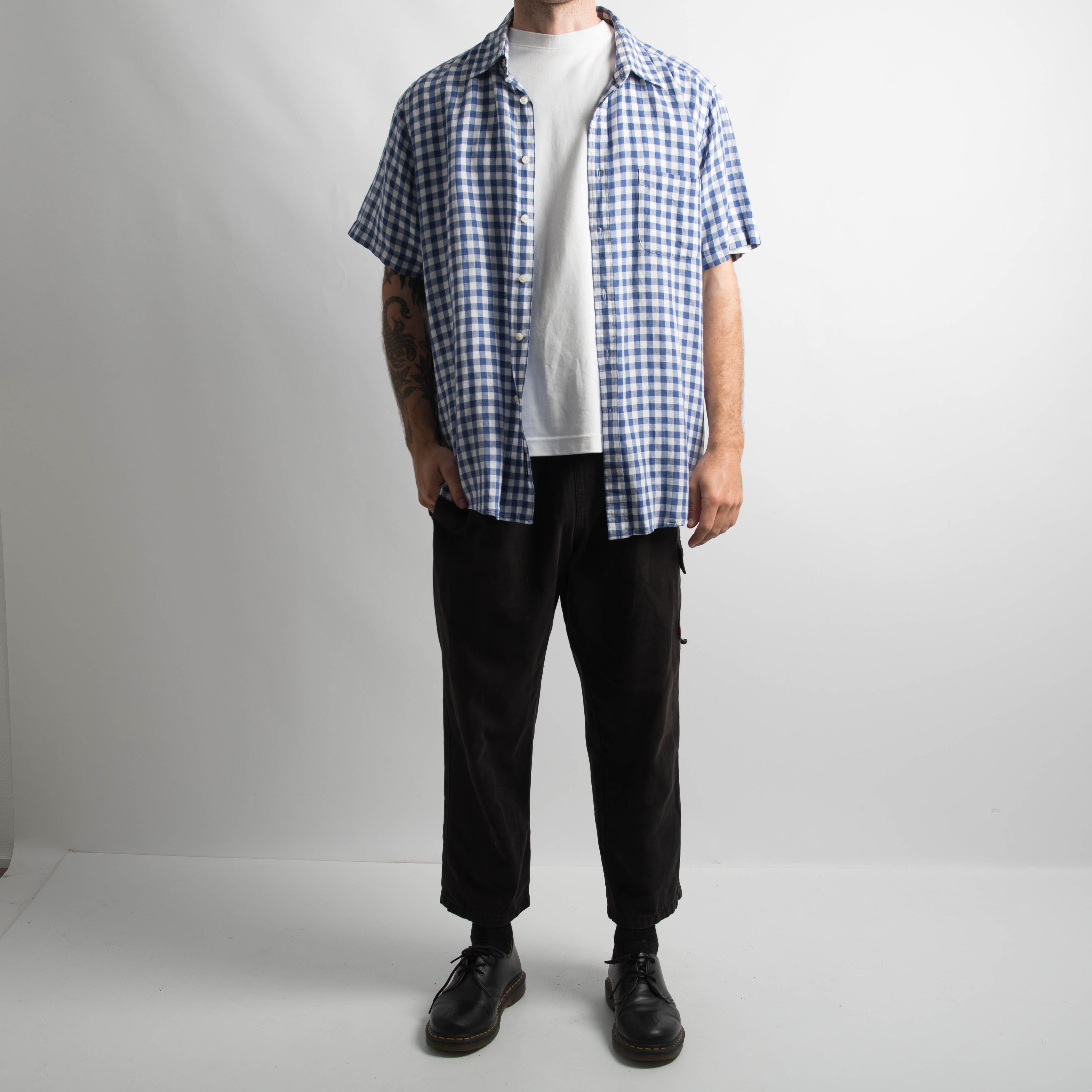 BLUE CHECK BUTTON UP SHIRT
