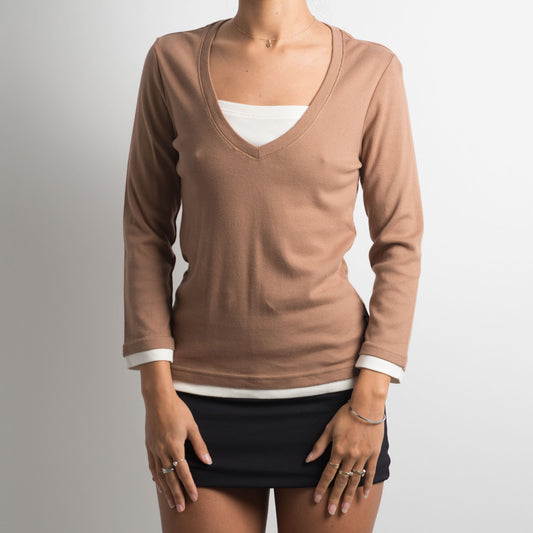 BROWN LAYERED LONG SLEEVE