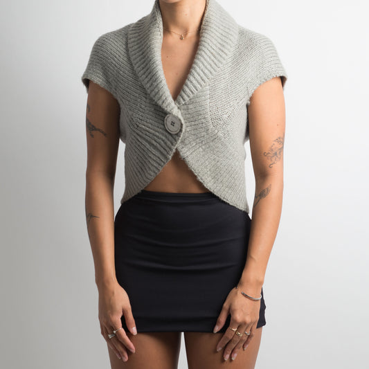 GREY SHORT SLEEVE CARDIGAN