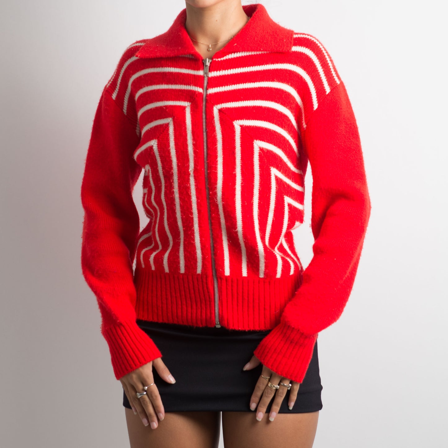 COLLARED ZIP KNIT SWEATER