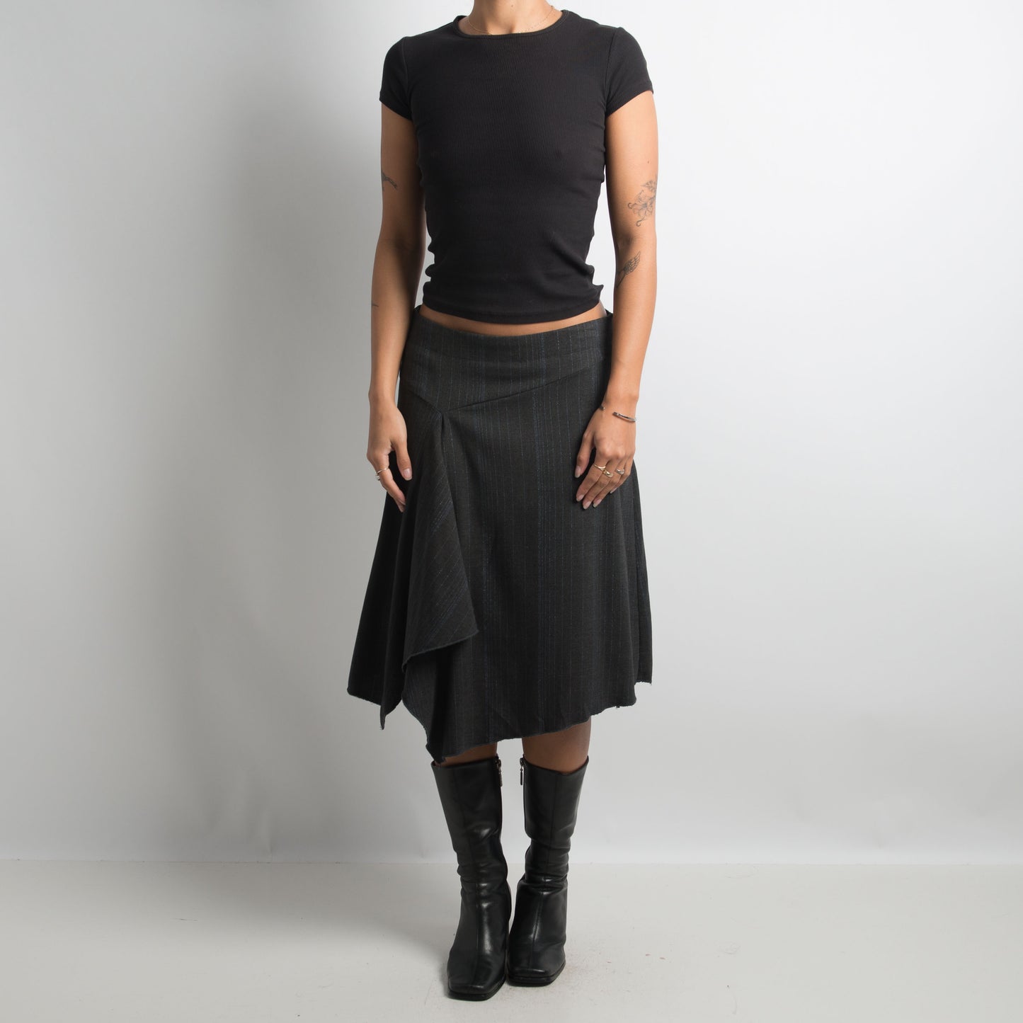 ASYMMETRIC PINSTRIPE SKIRT