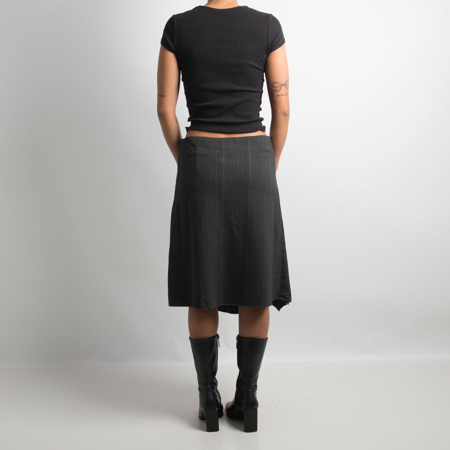 ASYMMETRIC PINSTRIPE SKIRT