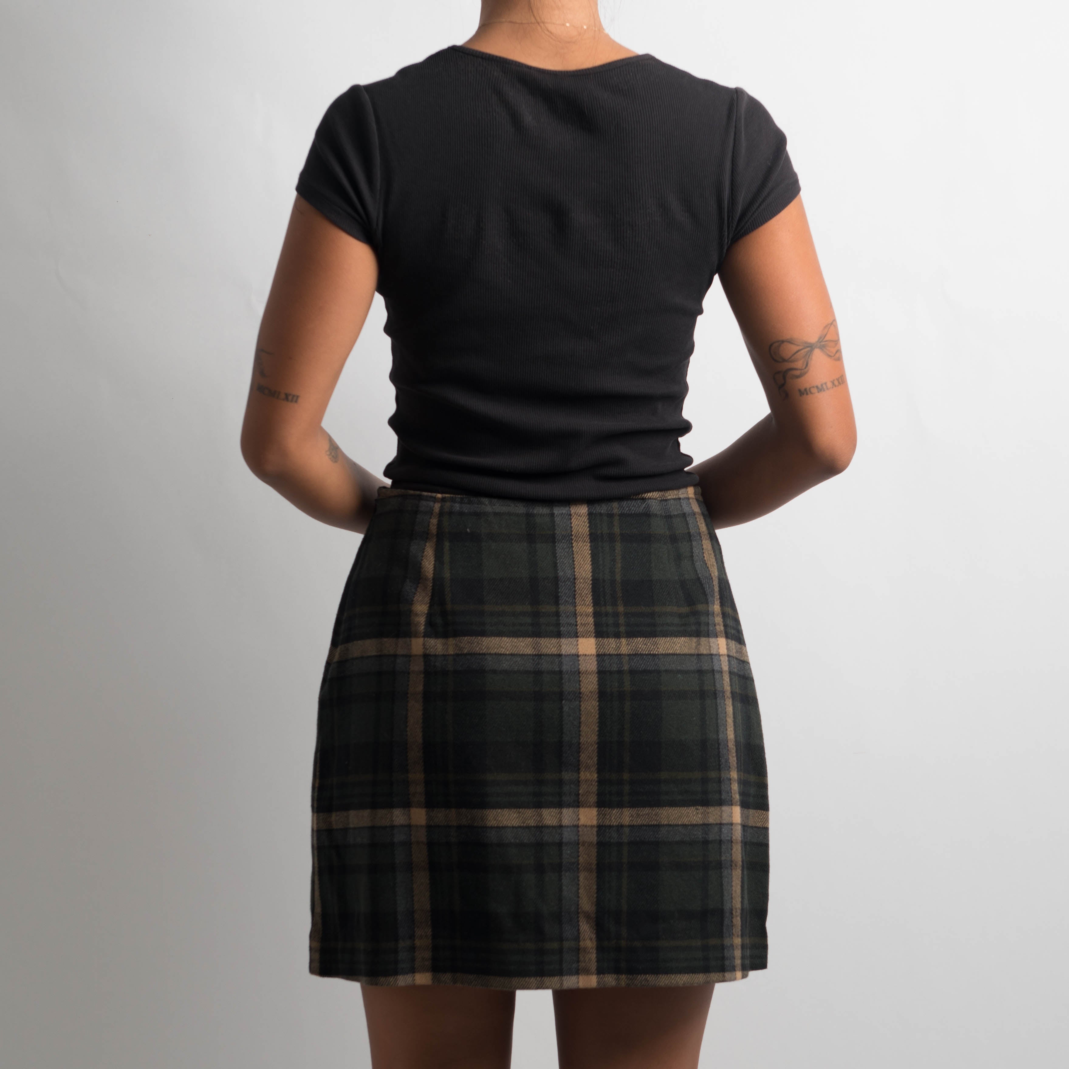 WOOL PLAID MINI SKIRT